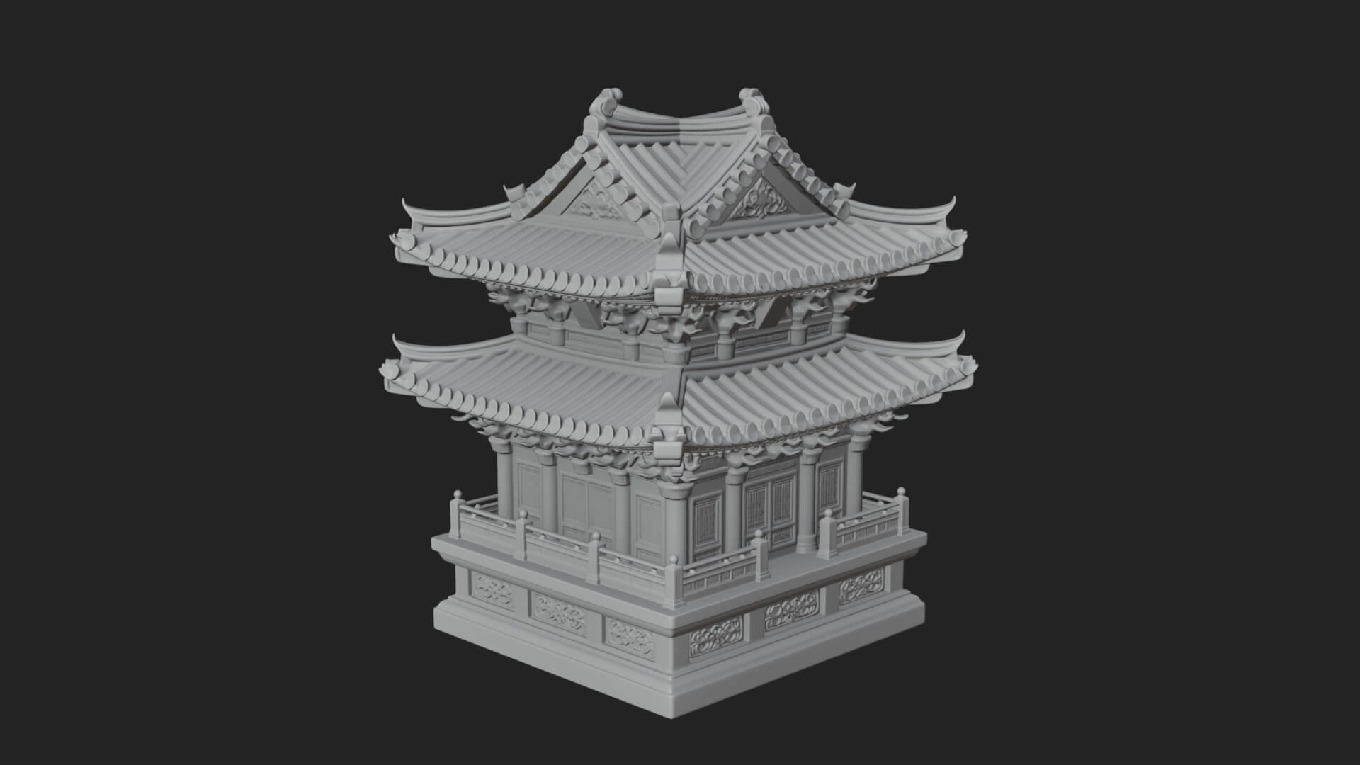 Tiered Pagoda Hall Temple Design 12 3D Print Model 3D Model
