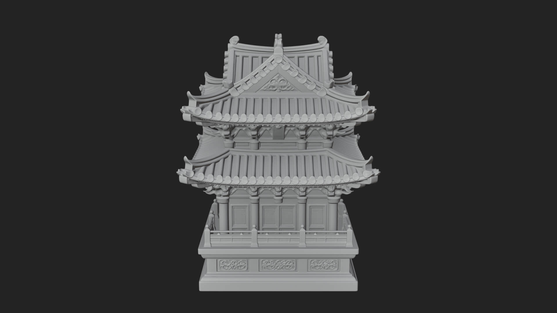 Tiered Pagoda Hall Temple Design 12 3D Print Model 3D Model