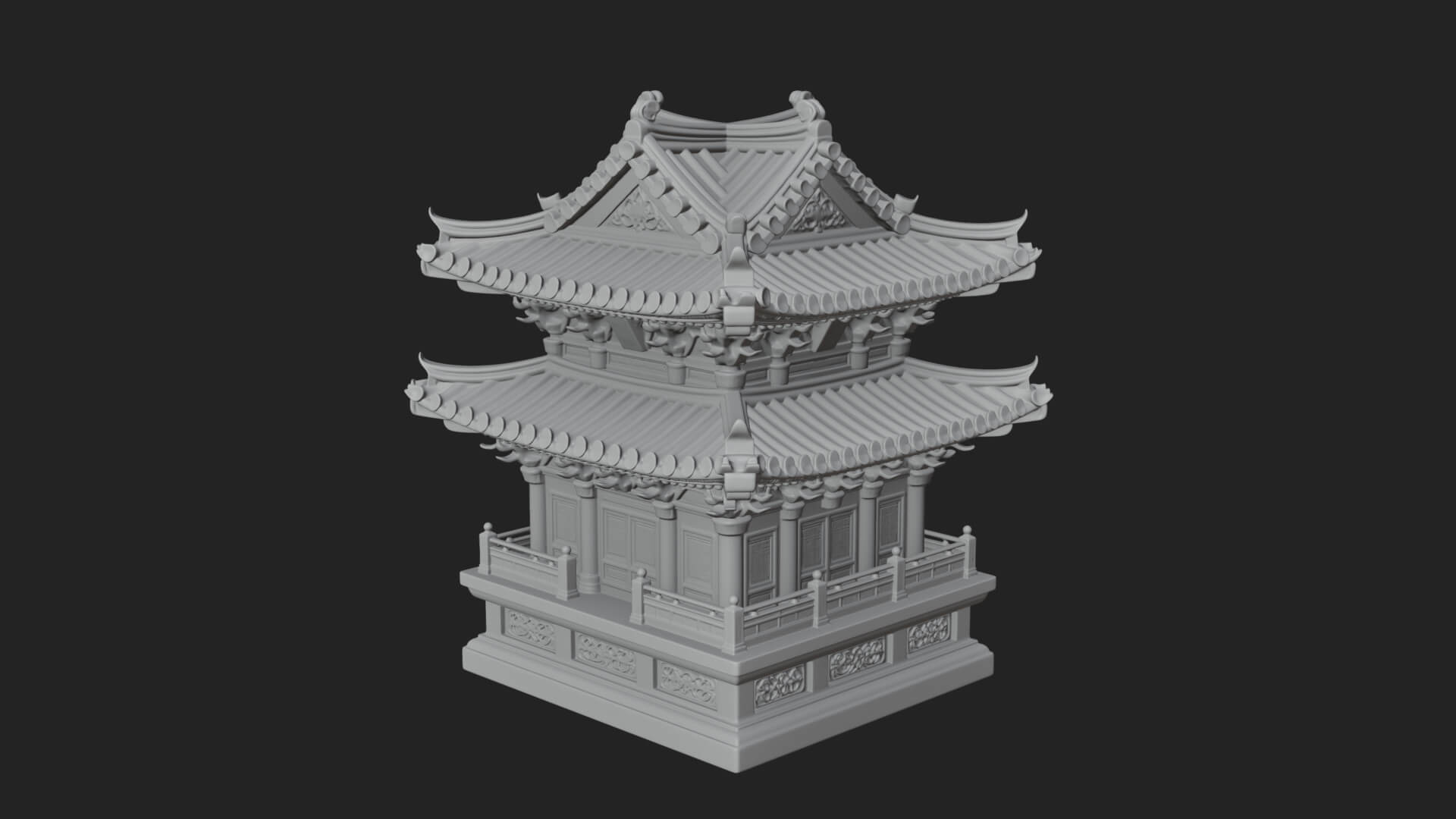 Tiered Pagoda Hall Temple Design 12 3D Print Model 3D Model