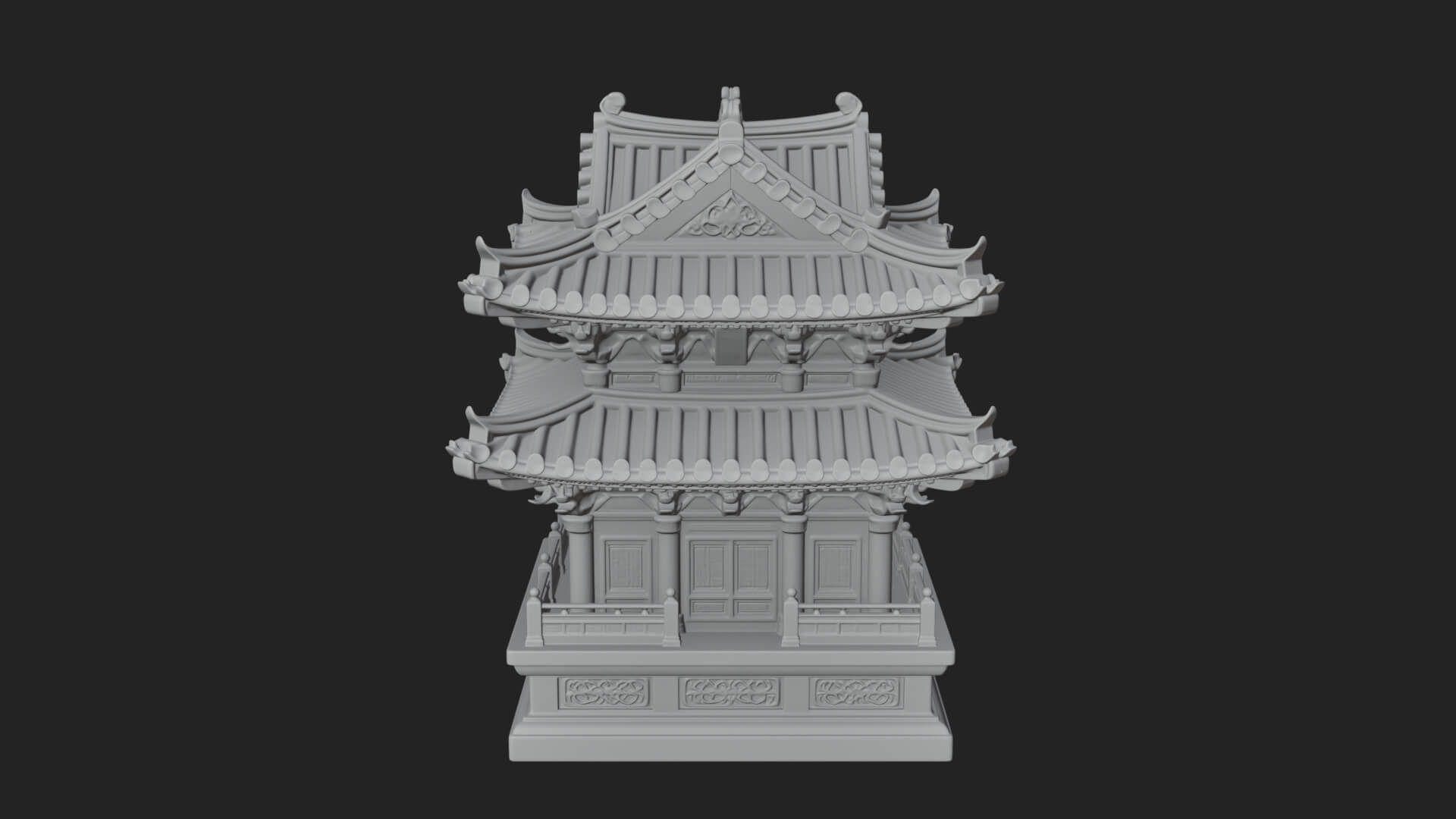 Tiered Pagoda Hall Temple Design 12 3D Print Model 3D Model