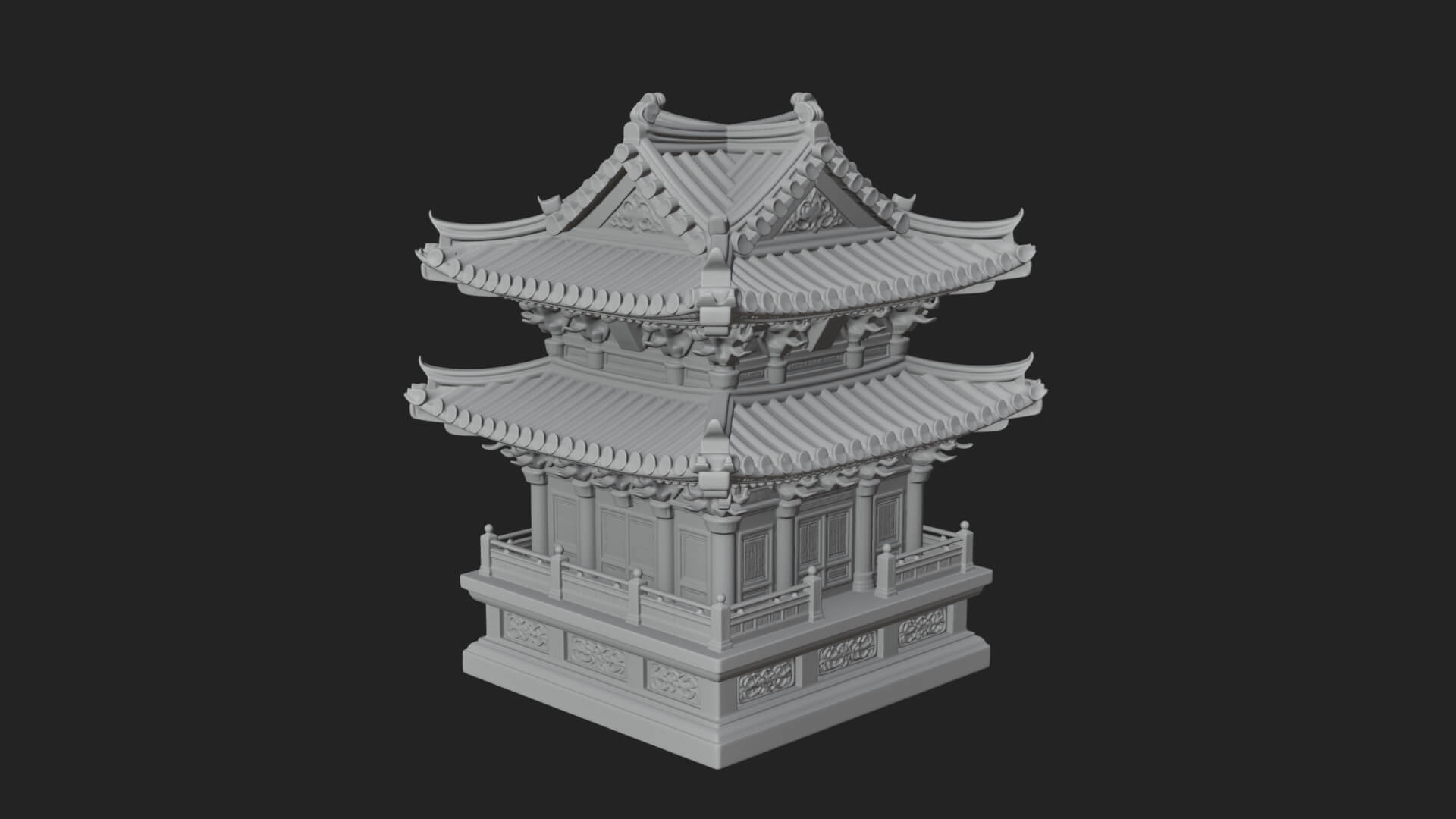 Tiered Pagoda Hall Temple Design 12 3D Print Model 3D Model