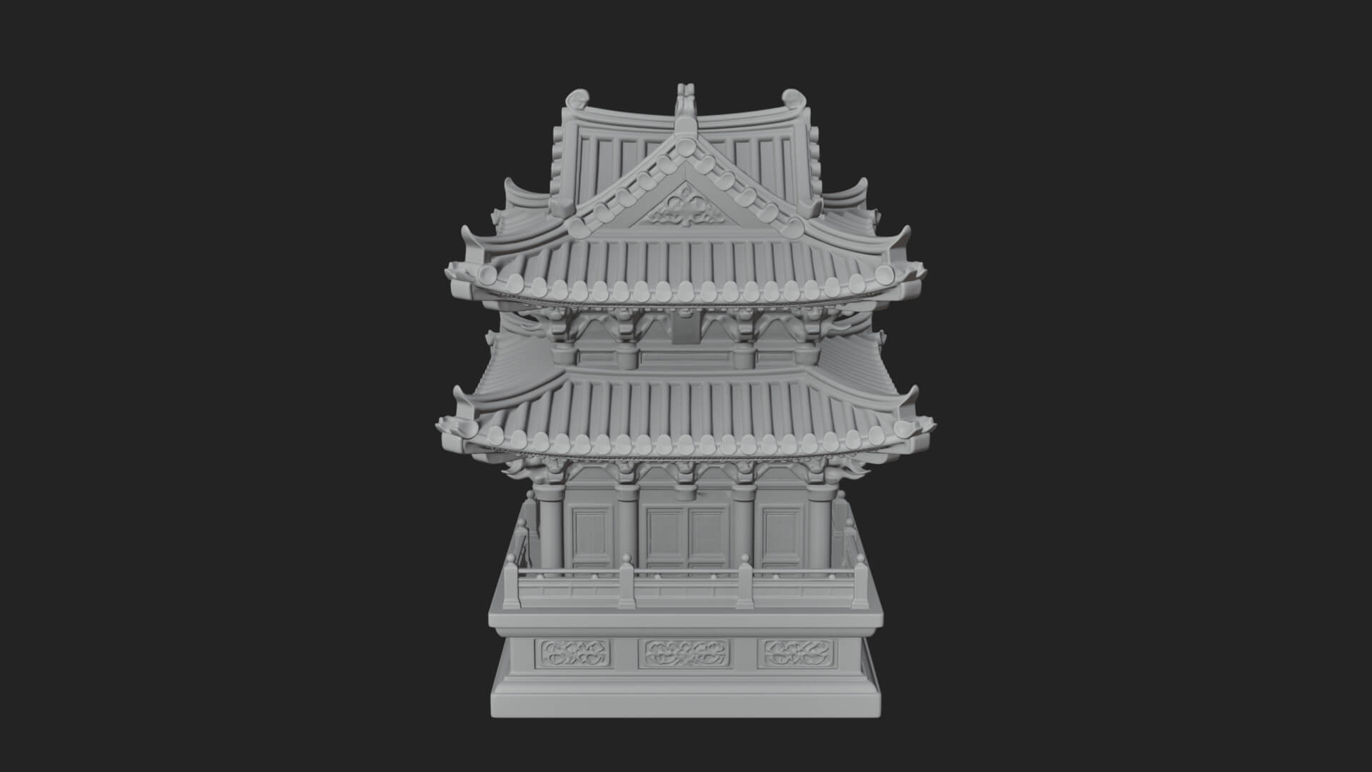 Tiered Pagoda Hall Temple Design 12 3D Print Model 3D Model
