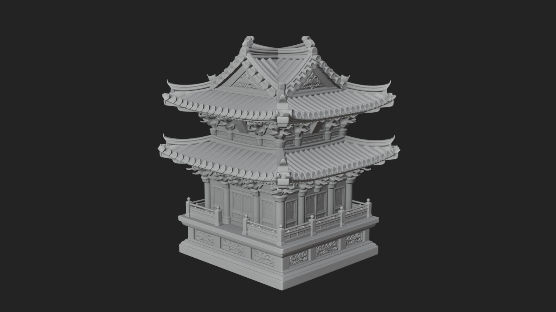 Tiered Pagoda Hall Temple Design 12 3D Print Model 3D Model