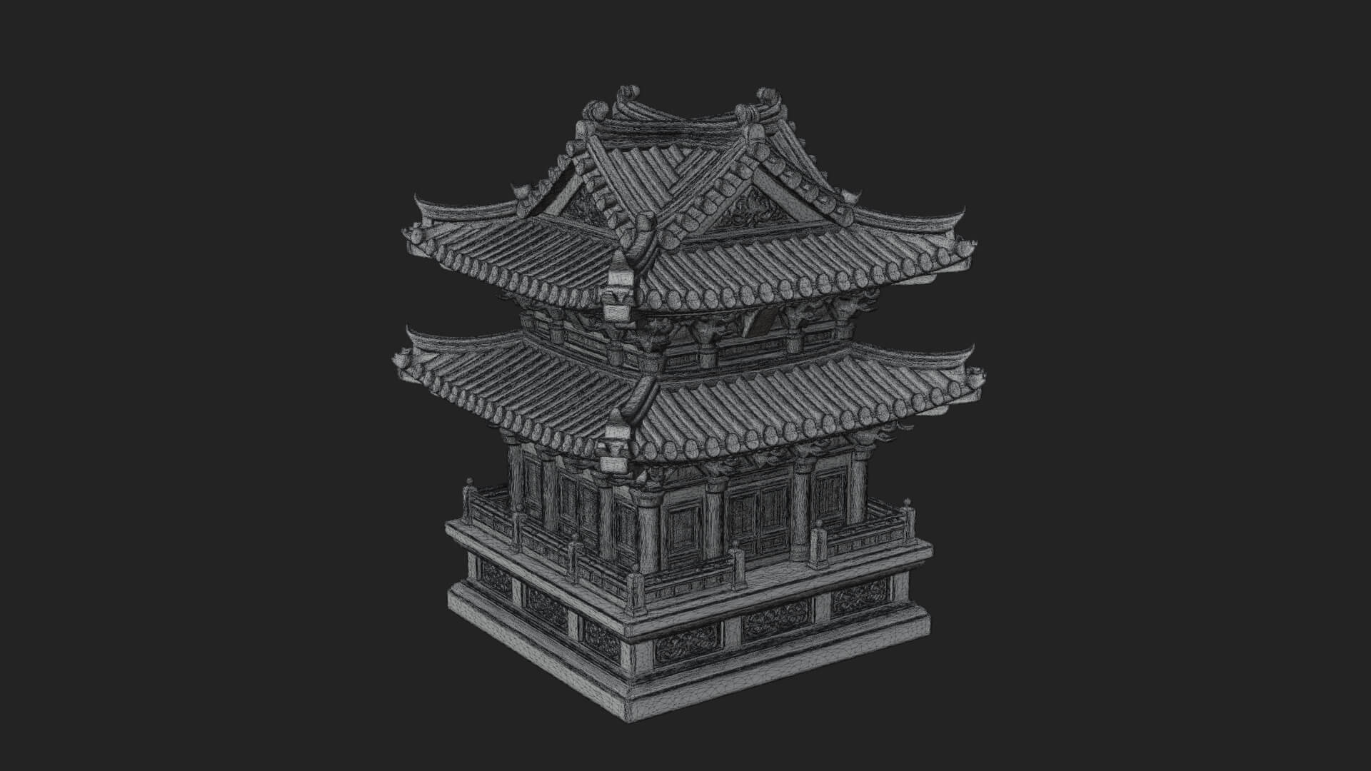 Tiered Pagoda Hall Temple Design 12 3D Print Model 3D Model