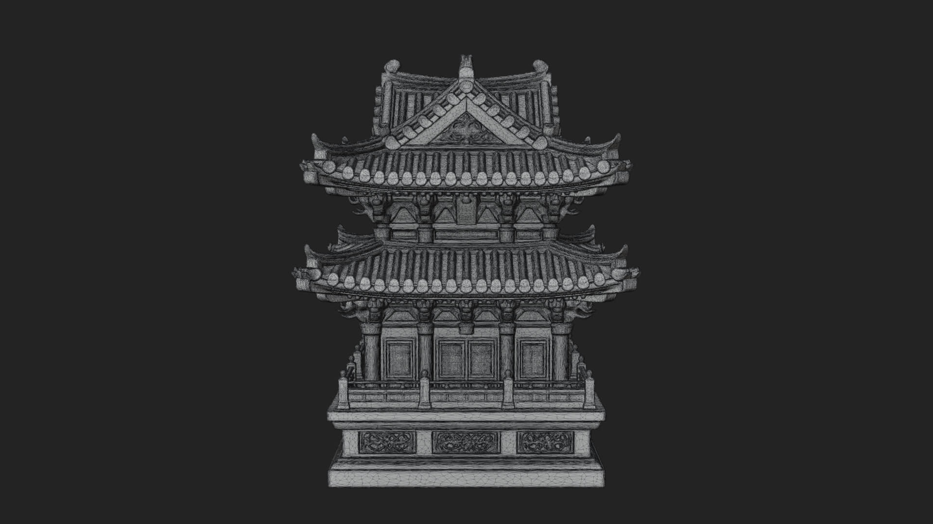 Tiered Pagoda Hall Temple Design 12 3D Print Model 3D Model