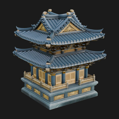Tiered Pagoda Hall Temple Design 12 3D Print Model