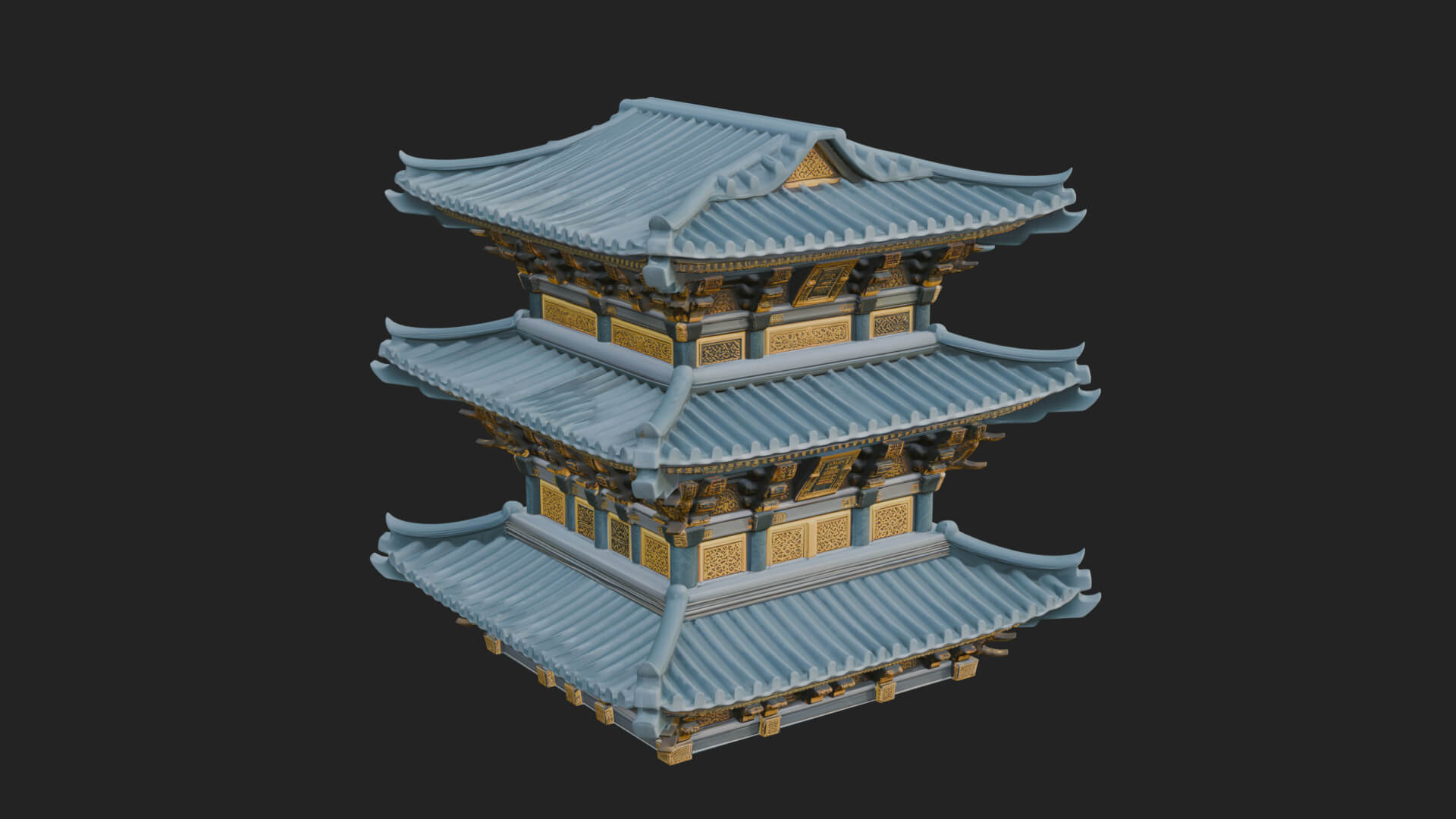 Tiered Pagoda Hall Temple Design 13 3D Print Model 3D Model