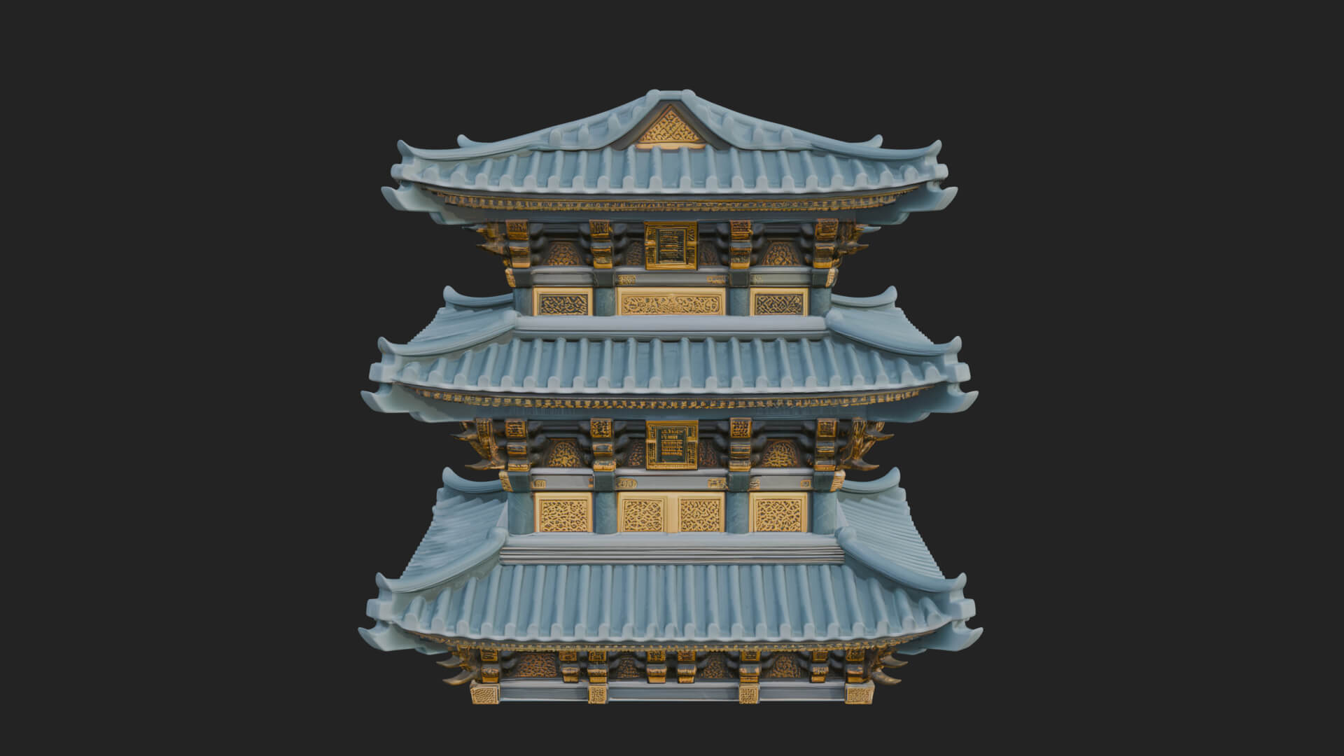 Tiered Pagoda Hall Temple Design 13 3D Print Model 3D Model