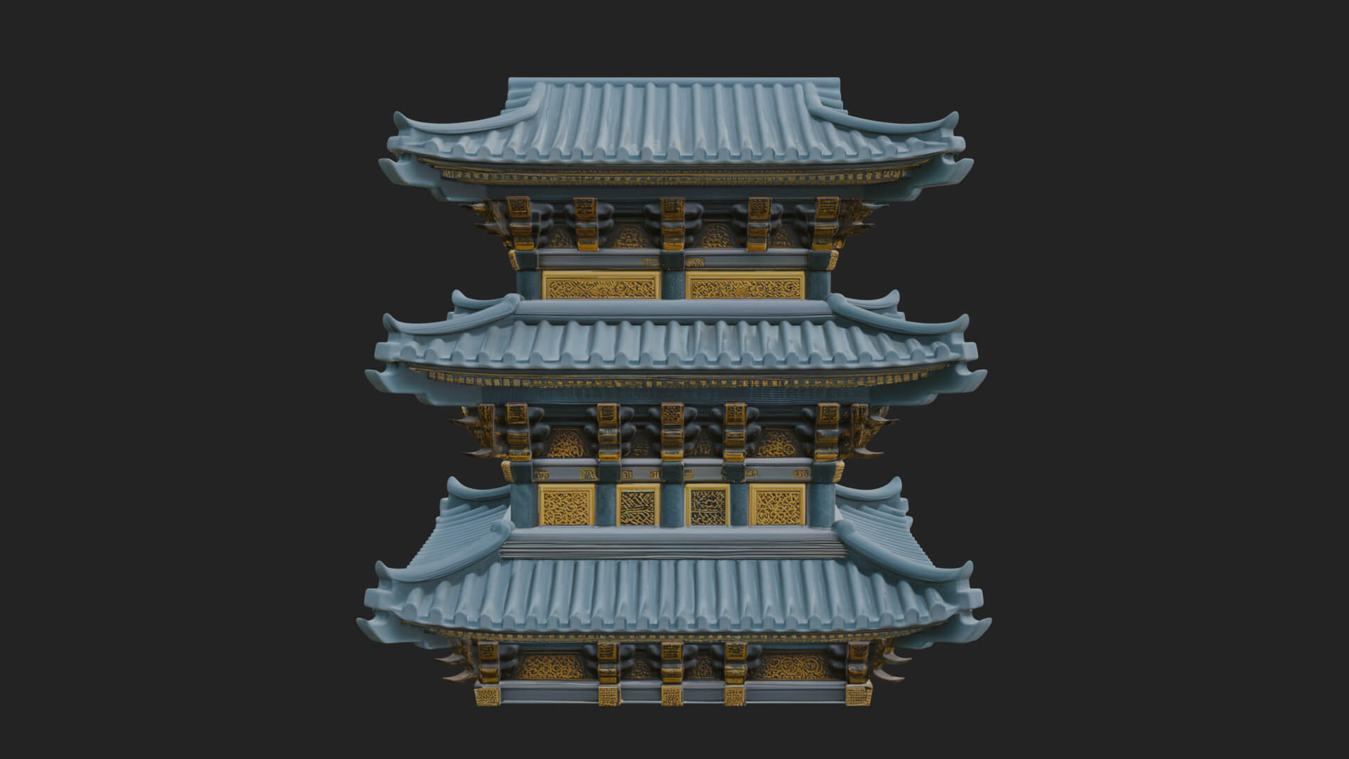 Tiered Pagoda Hall Temple Design 13 3D Print Model 3D Model