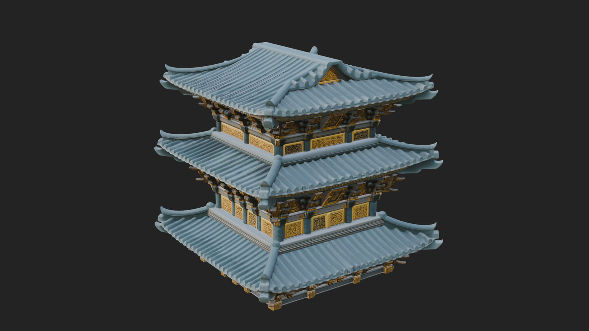 Tiered Pagoda Hall Temple Design 13 3D Print Model 3D Model