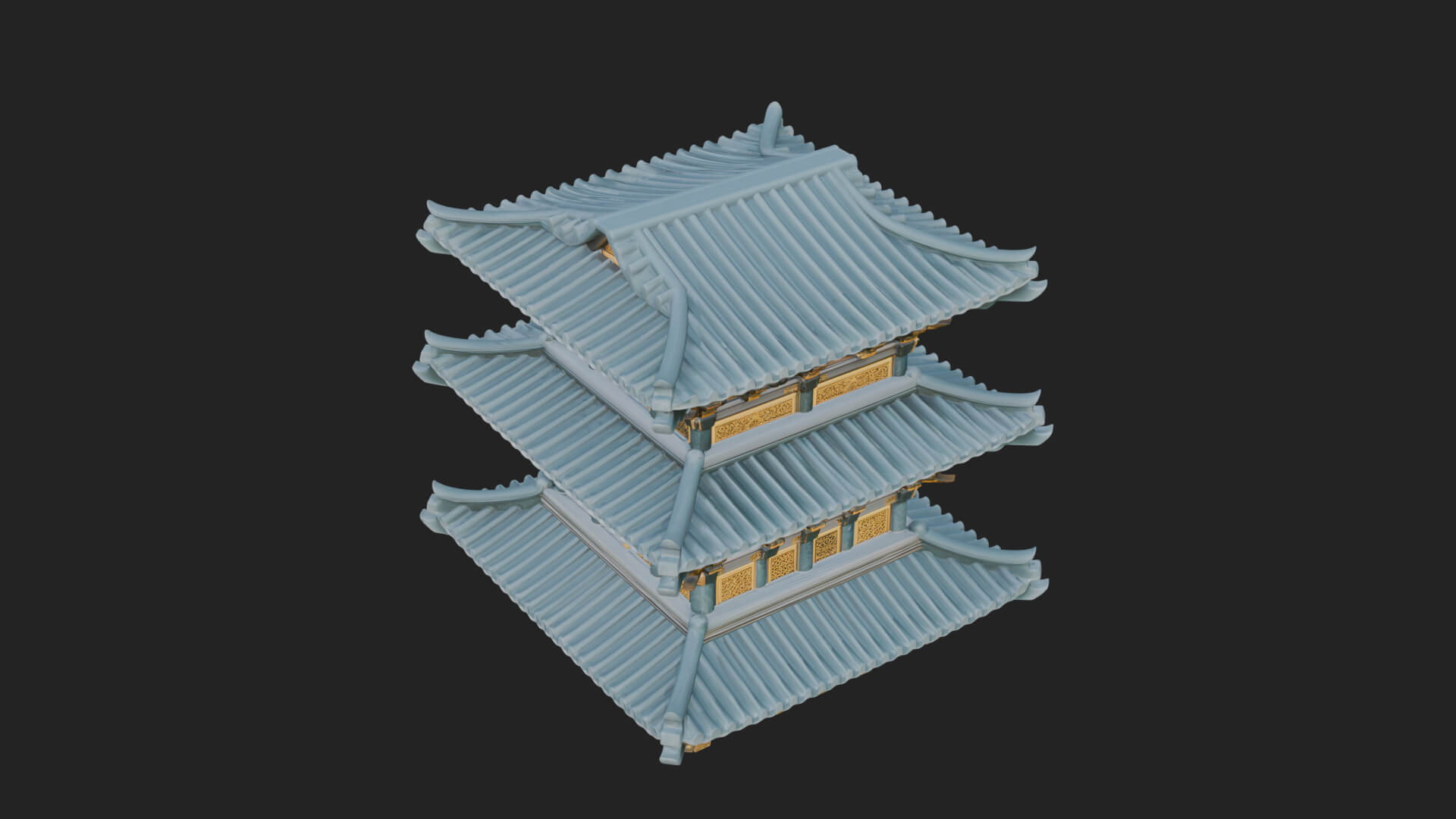 Tiered Pagoda Hall Temple Design 13 3D Print Model 3D Model