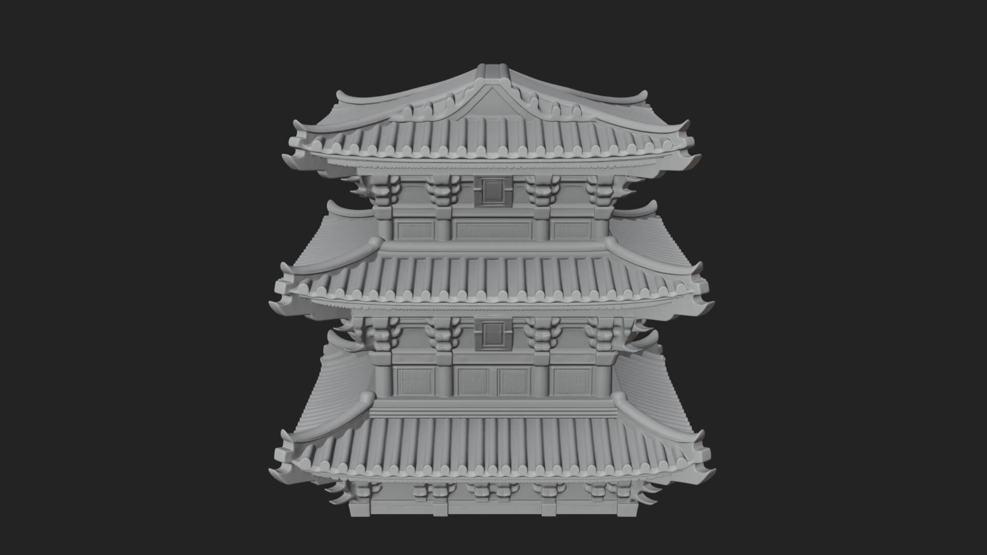 Tiered Pagoda Hall Temple Design 13 3D Print Model 3D Model