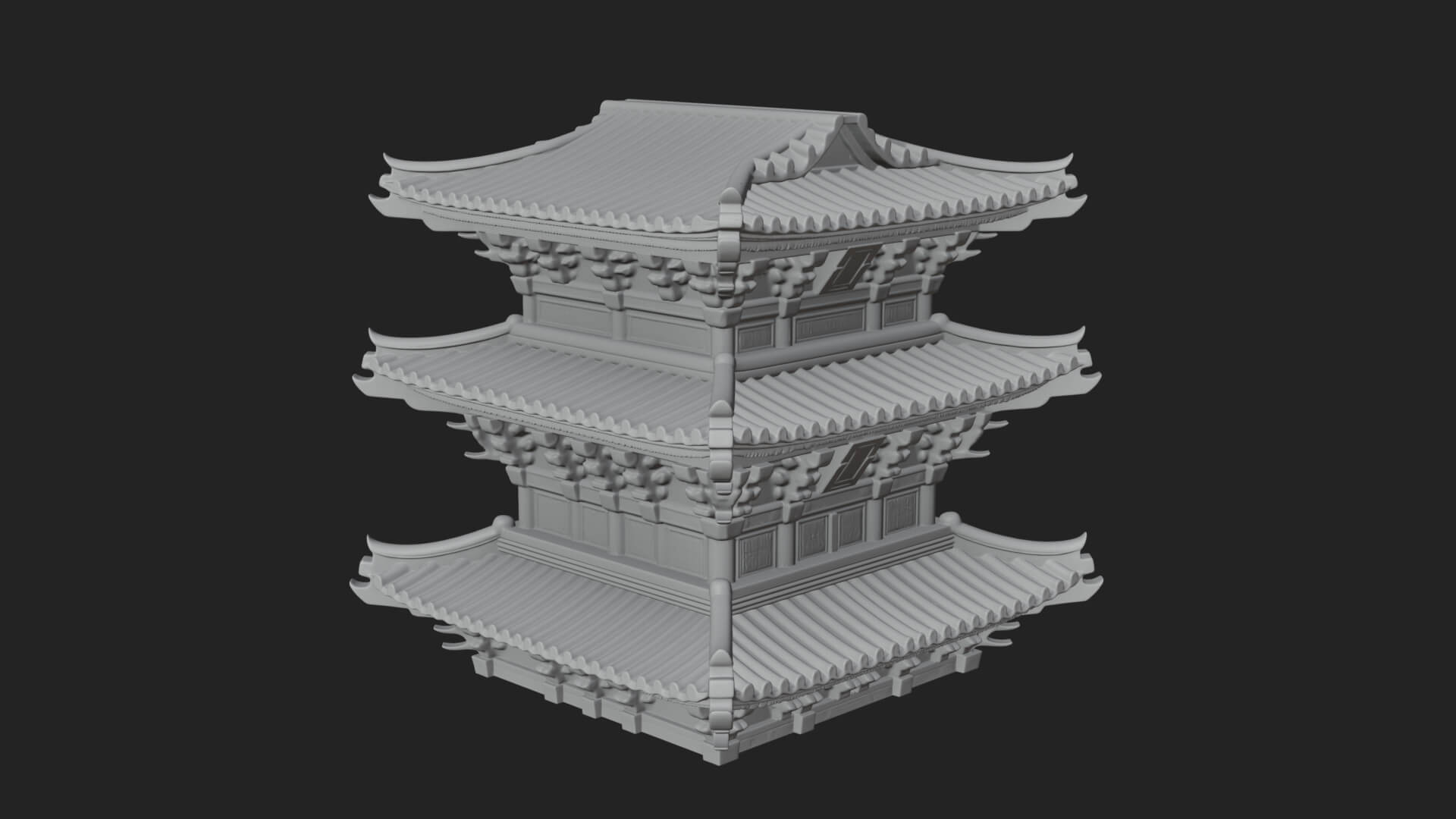 Tiered Pagoda Hall Temple Design 13 3D Print Model 3D Model