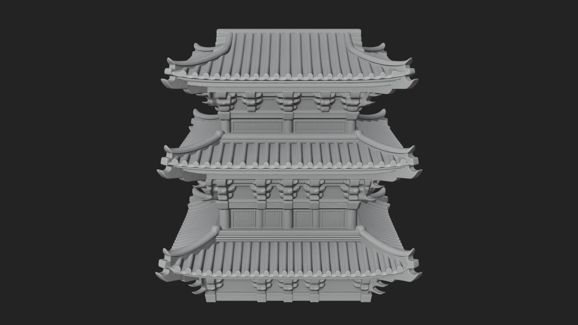 Tiered Pagoda Hall Temple Design 13 3D Print Model 3D Model