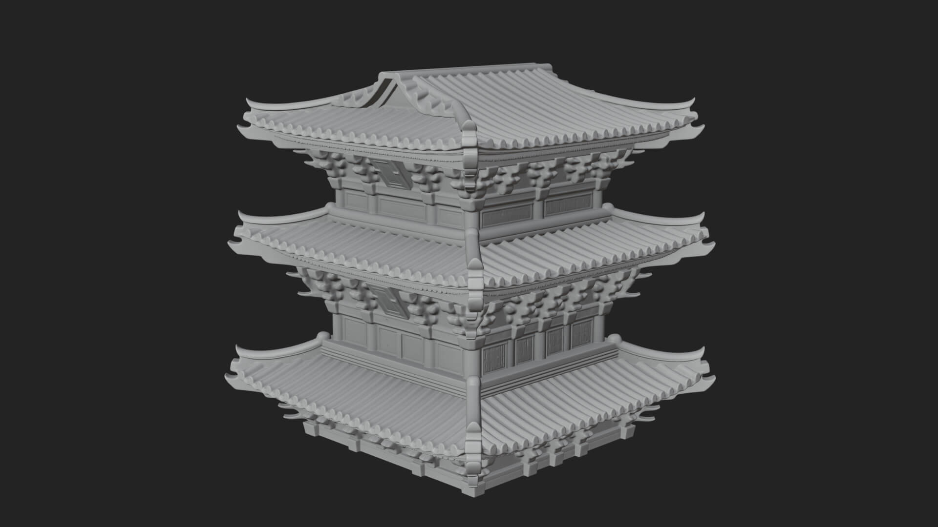 Tiered Pagoda Hall Temple Design 13 3D Print Model 3D Model