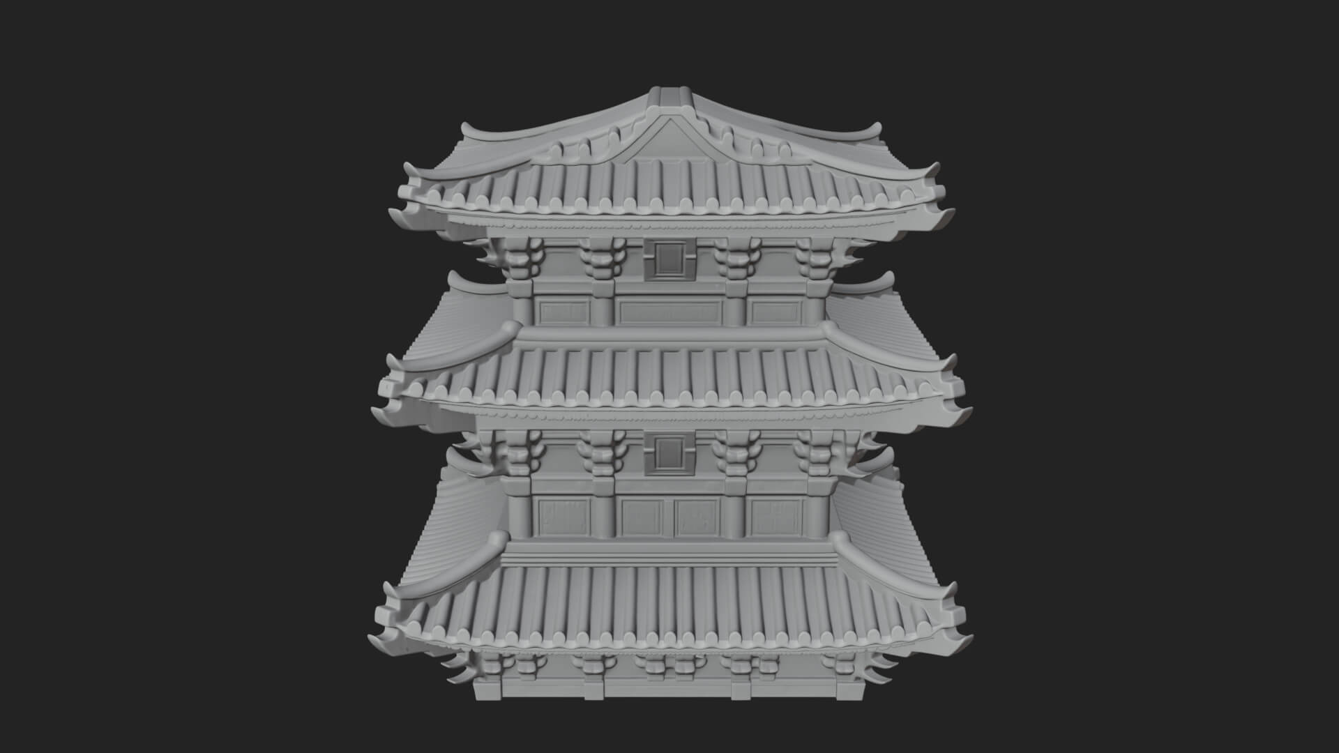 Tiered Pagoda Hall Temple Design 13 3D Print Model 3D Model