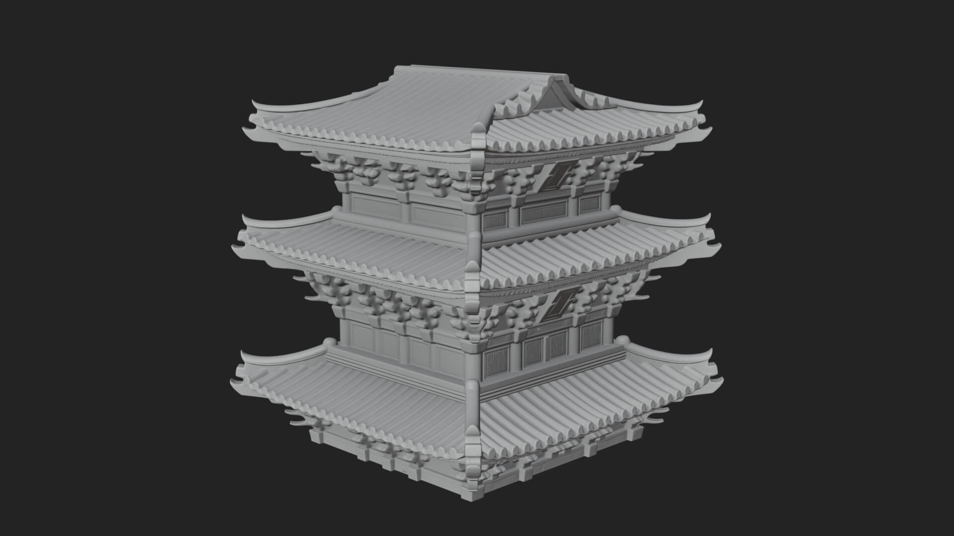 Tiered Pagoda Hall Temple Design 13 3D Print Model 3D Model