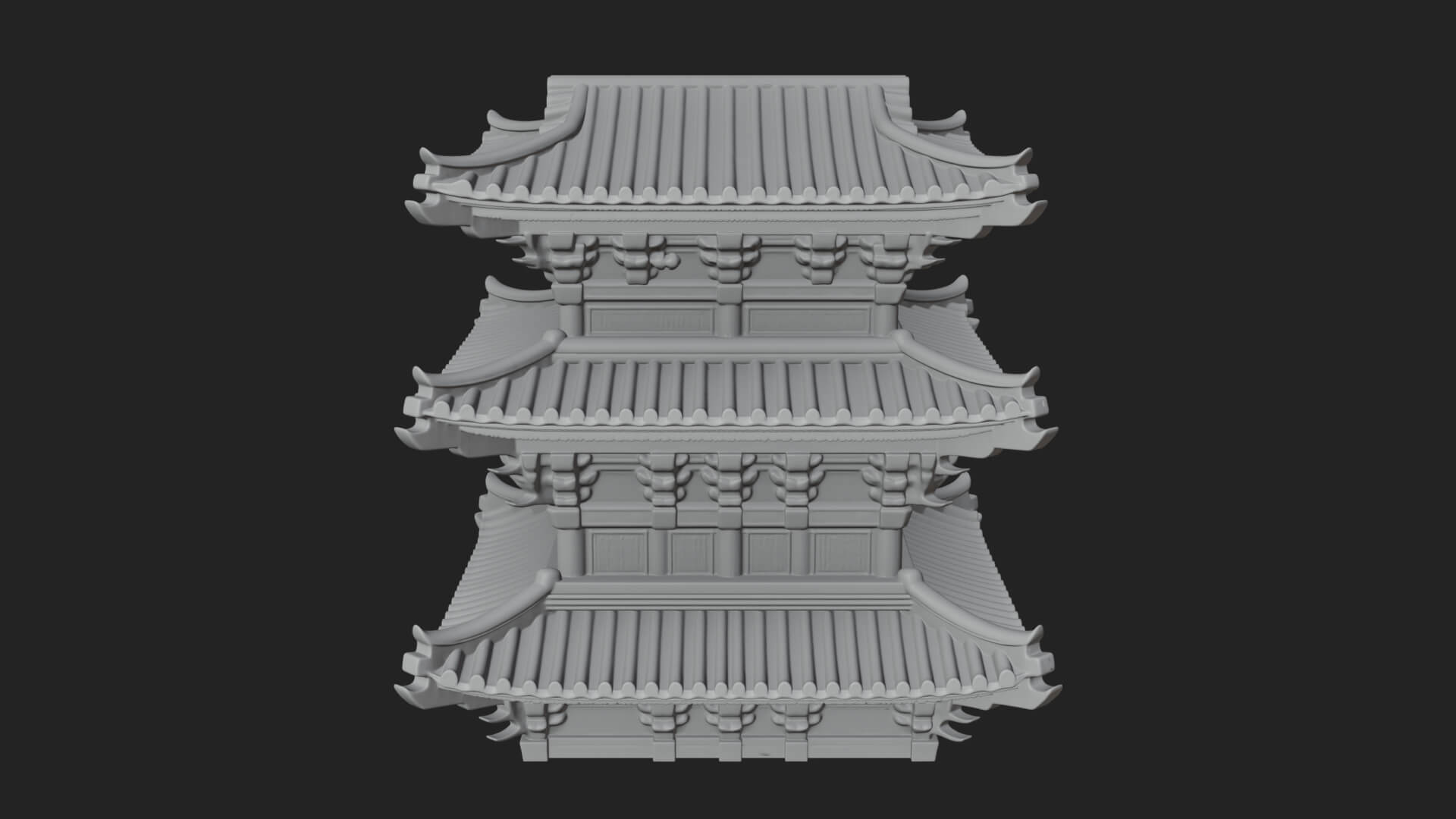 Tiered Pagoda Hall Temple Design 13 3D Print Model 3D Model
