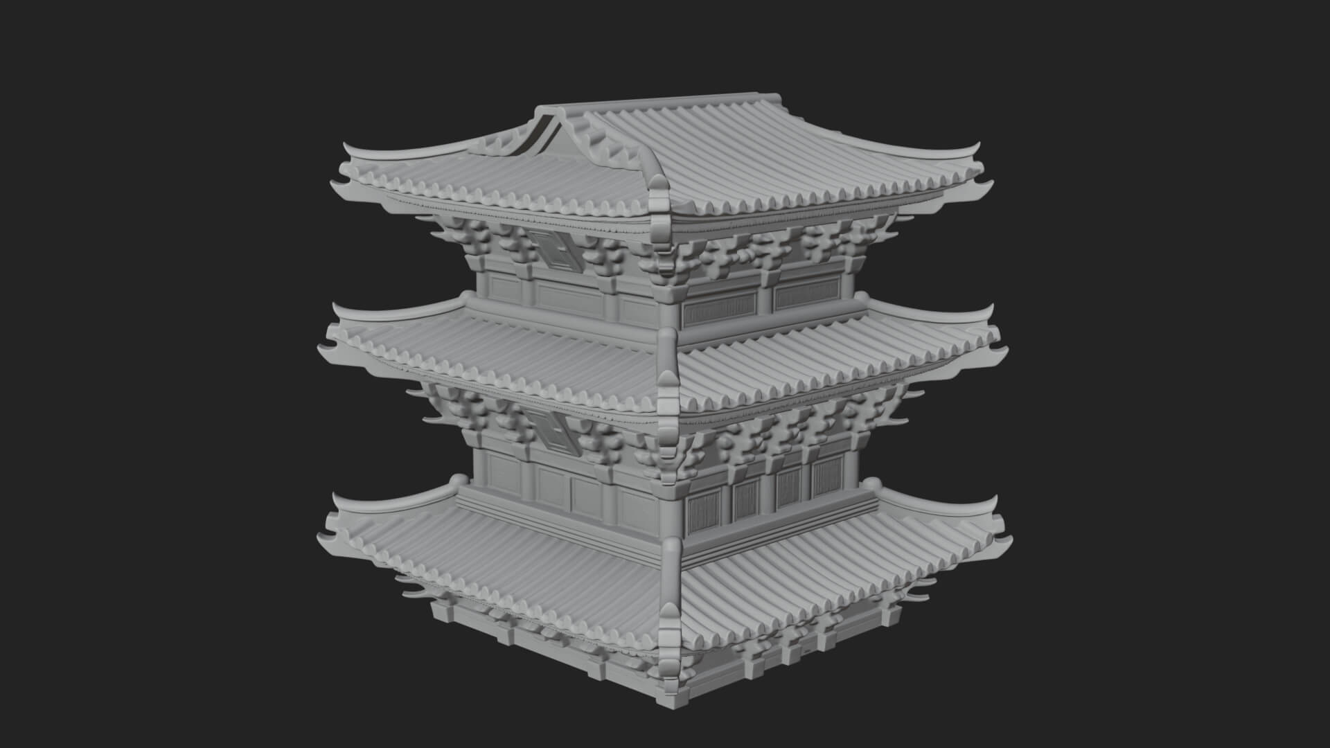 Tiered Pagoda Hall Temple Design 13 3D Print Model 3D Model