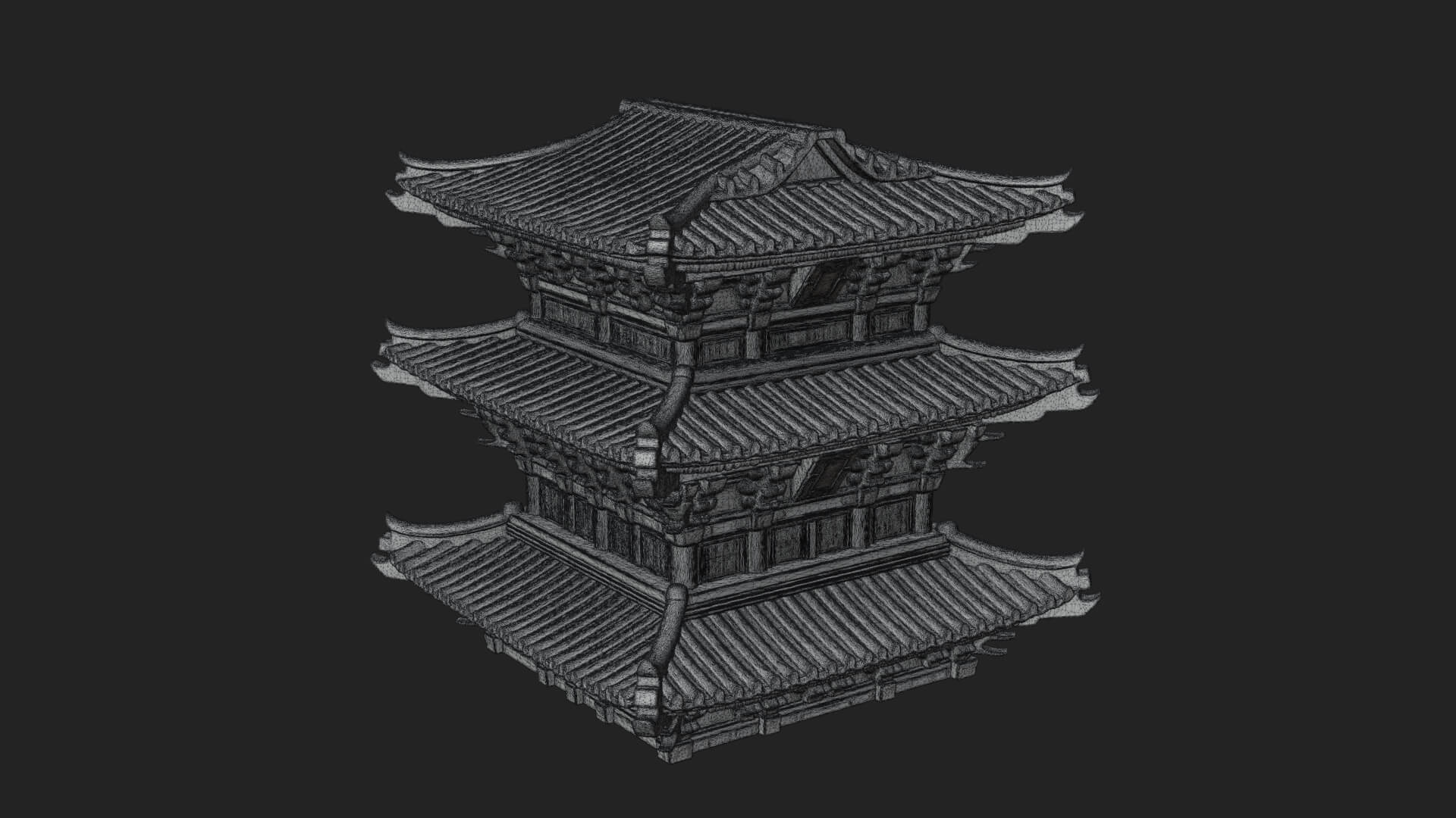 Tiered Pagoda Hall Temple Design 13 3D Print Model 3D Model