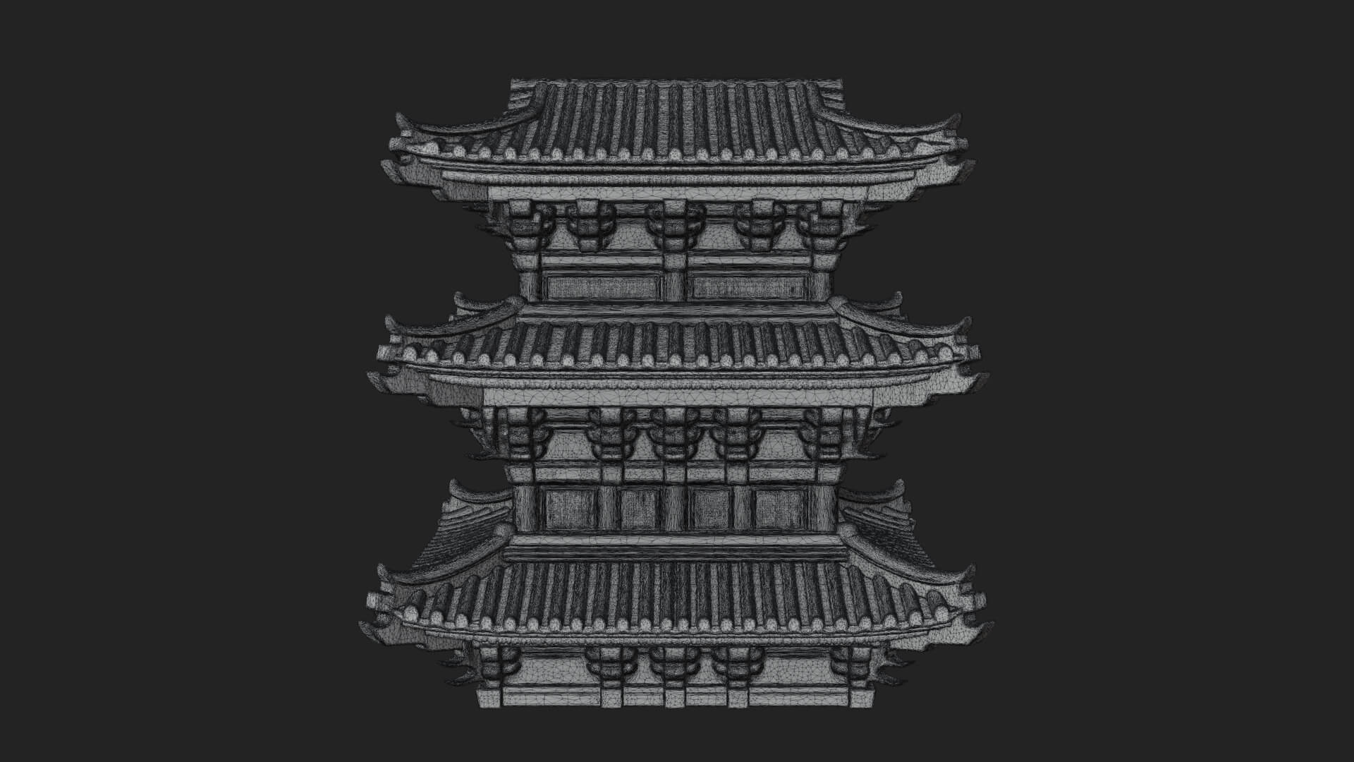 Tiered Pagoda Hall Temple Design 13 3D Print Model 3D Model