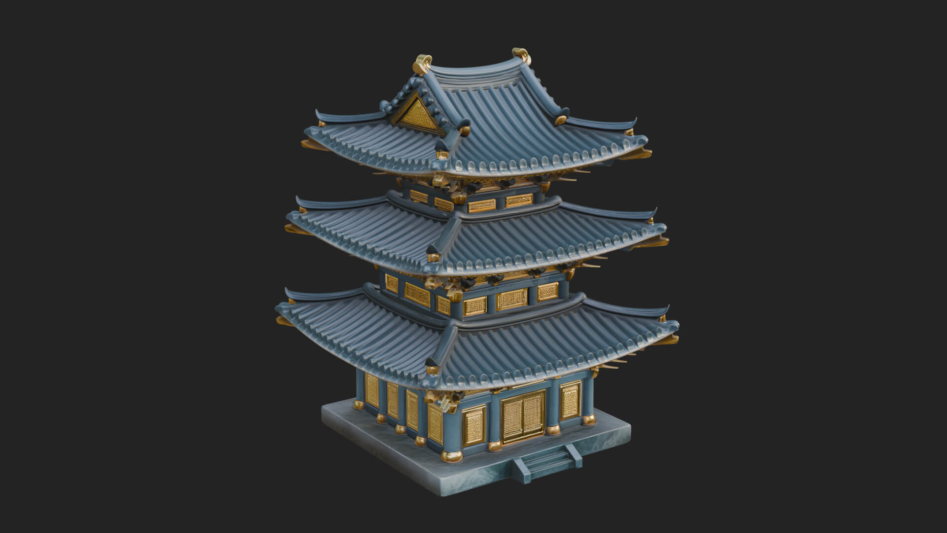 Tiered Pagoda Hall Temple Design 14 3D Print Model 3D Model