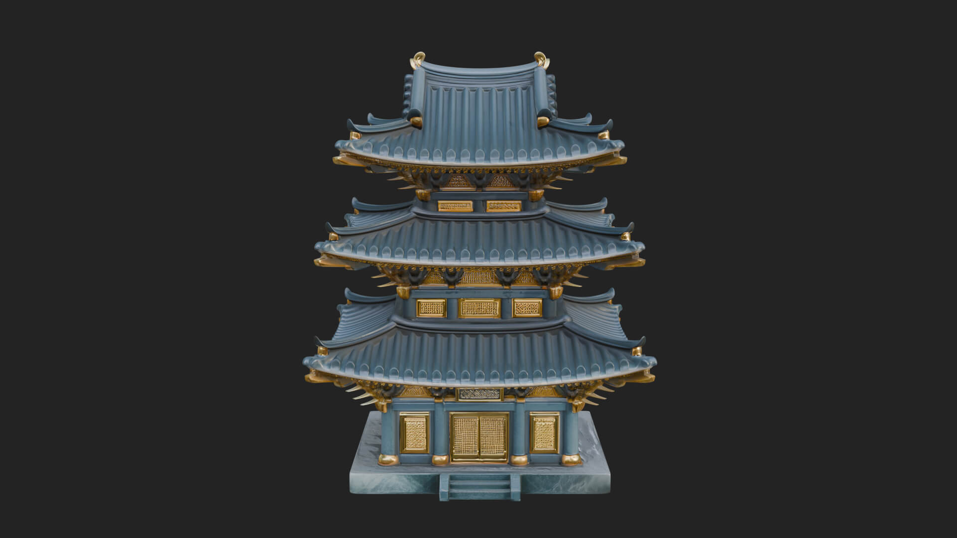 Tiered Pagoda Hall Temple Design 14 3D Print Model 3D Model