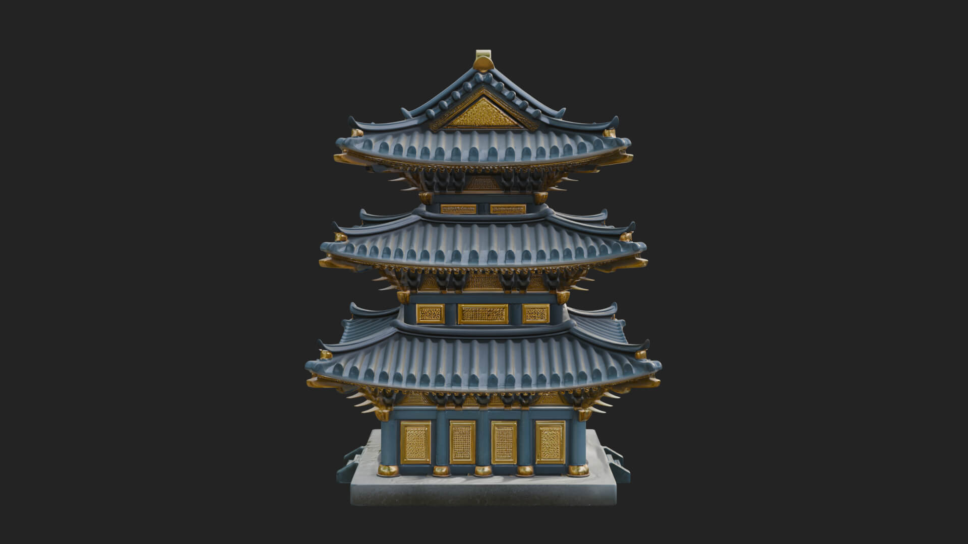 Tiered Pagoda Hall Temple Design 14 3D Print Model 3D Model