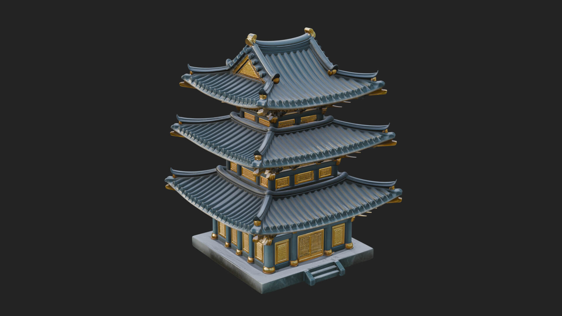 Tiered Pagoda Hall Temple Design 14 3D Print Model 3D Model