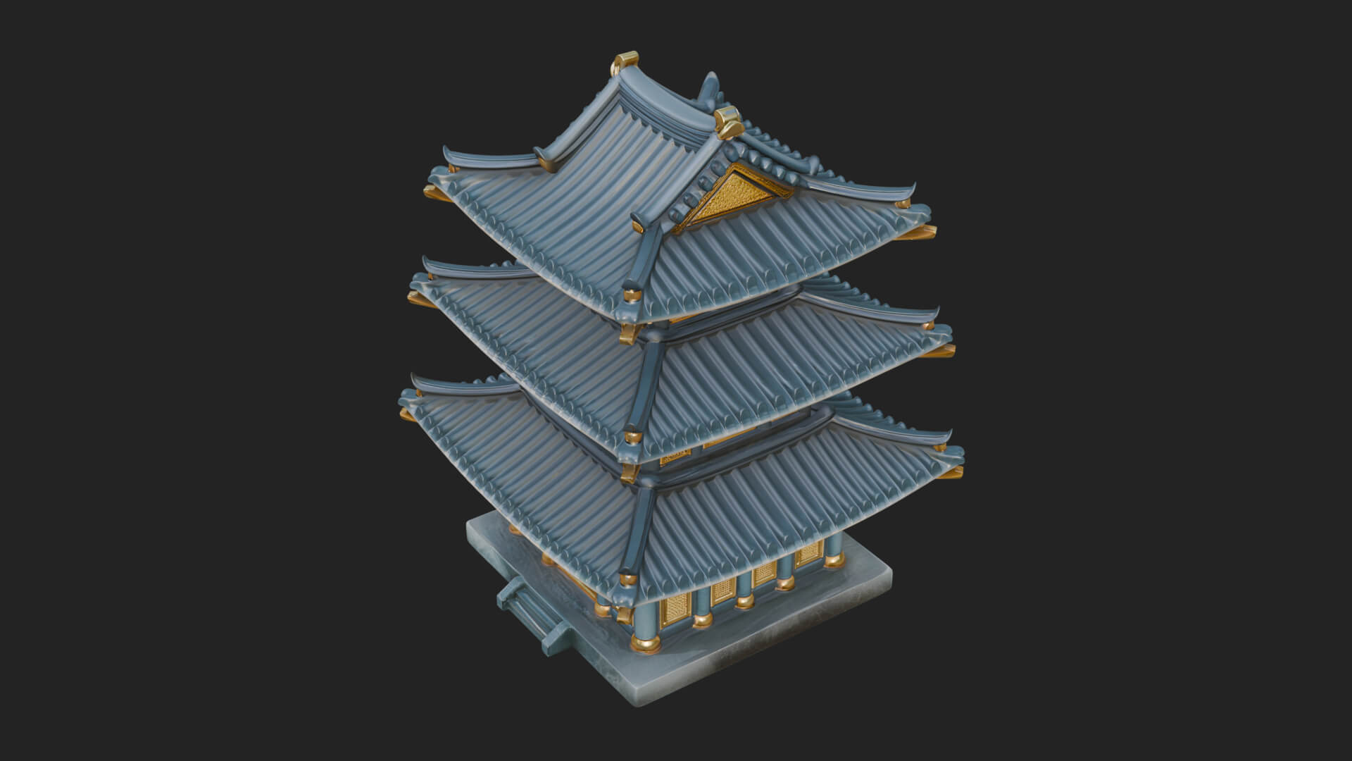 Tiered Pagoda Hall Temple Design 14 3D Print Model 3D Model