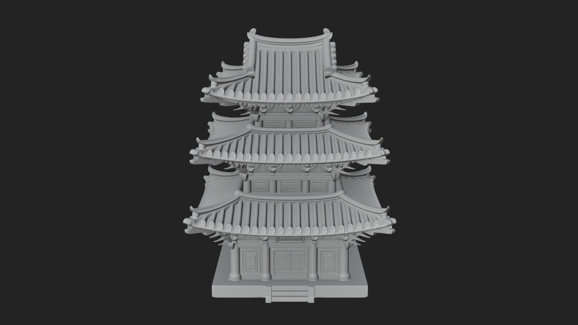 Tiered Pagoda Hall Temple Design 14 3D Print Model 3D Model