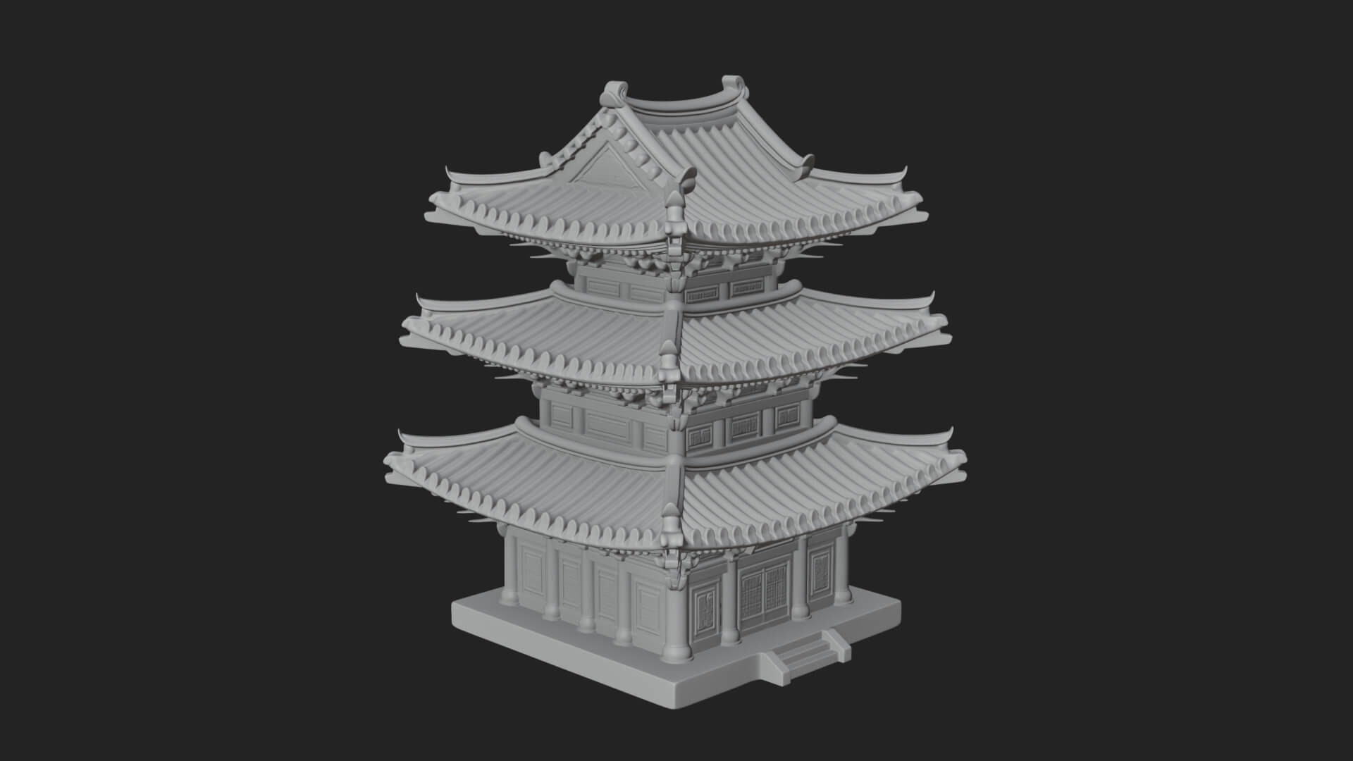 Tiered Pagoda Hall Temple Design 14 3D Print Model 3D Model