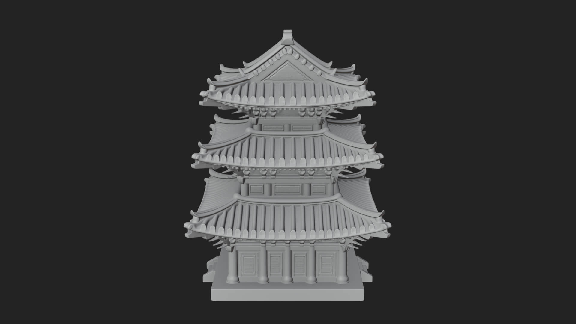 Tiered Pagoda Hall Temple Design 14 3D Print Model 3D Model