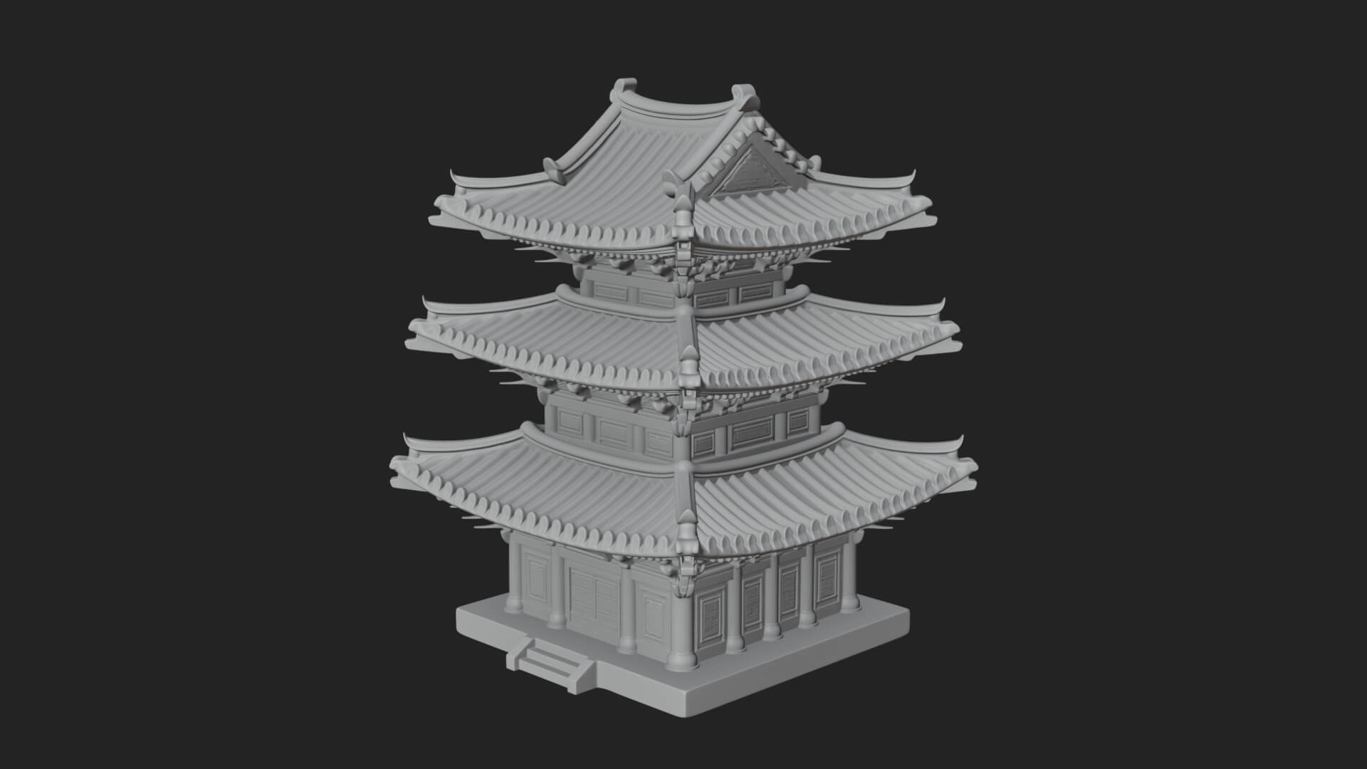 Tiered Pagoda Hall Temple Design 14 3D Print Model 3D Model