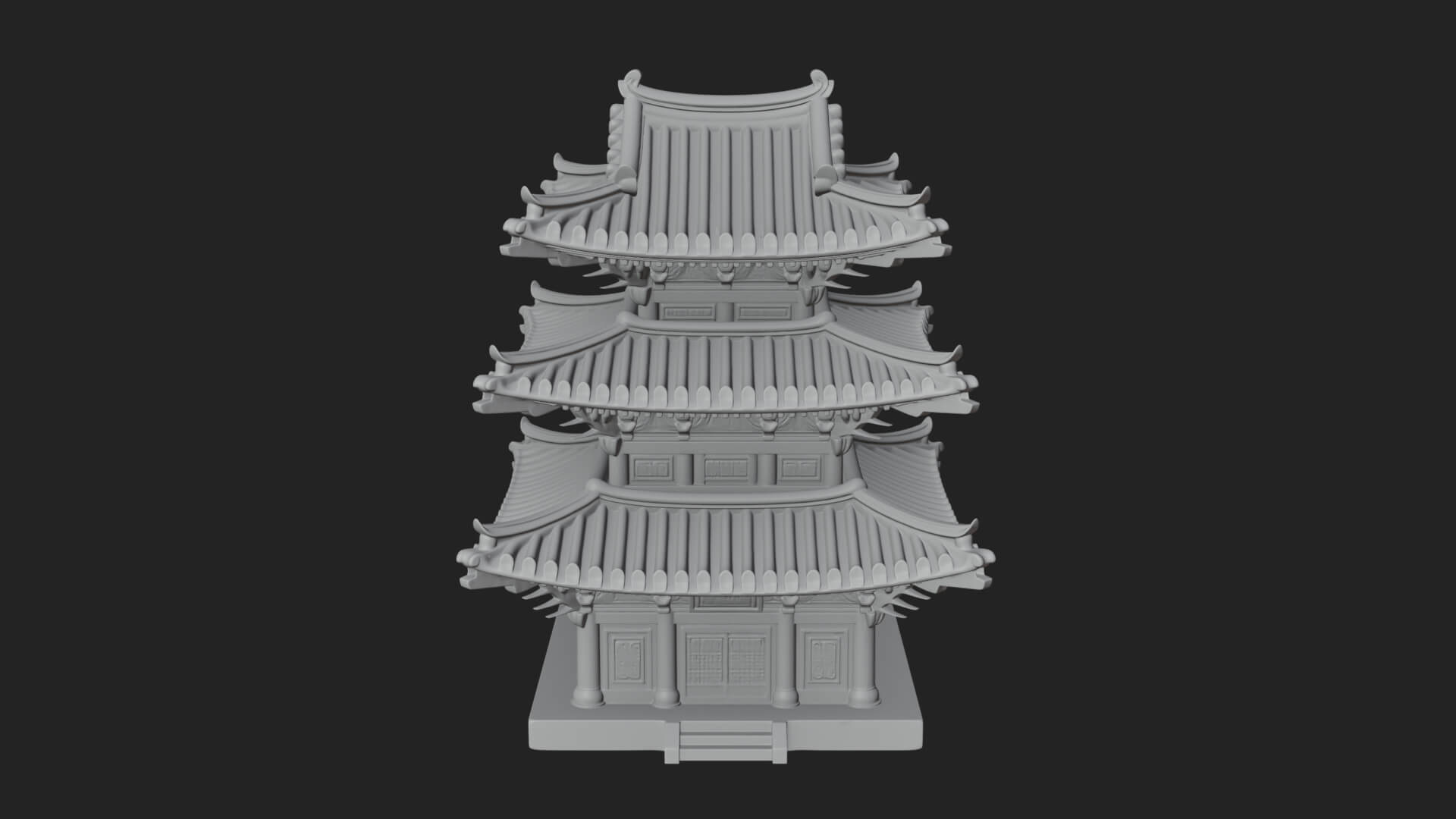 Tiered Pagoda Hall Temple Design 14 3D Print Model 3D Model