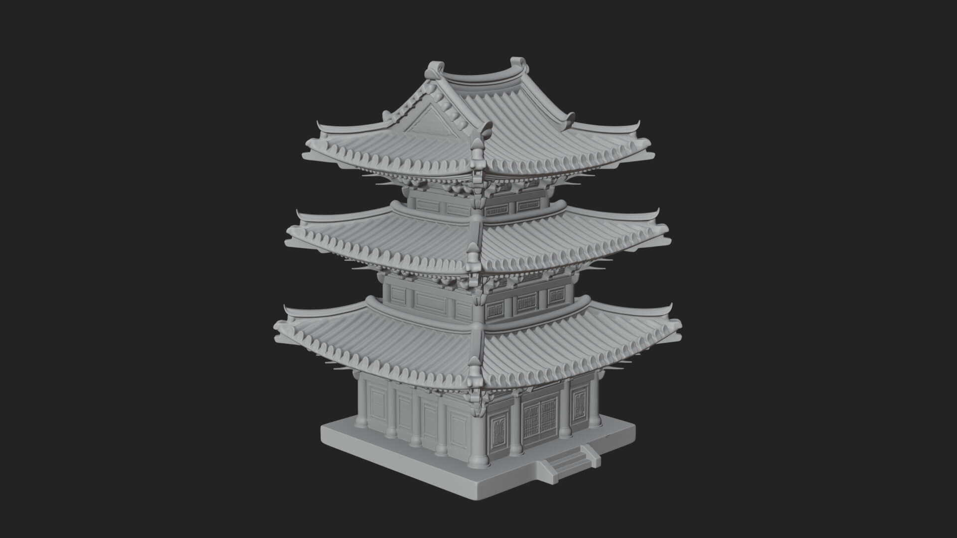 Tiered Pagoda Hall Temple Design 14 3D Print Model 3D Model