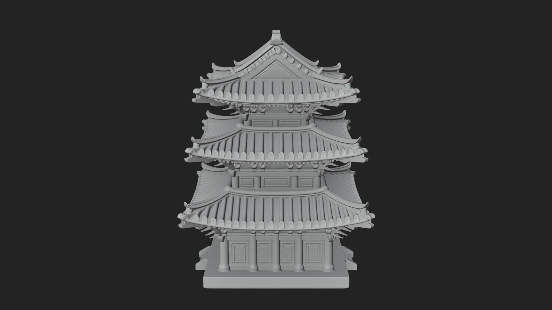 Tiered Pagoda Hall Temple Design 14 3D Print Model 3D Model