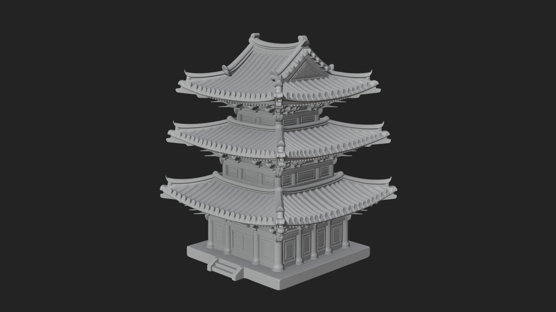 Tiered Pagoda Hall Temple Design 14 3D Print Model 3D Model