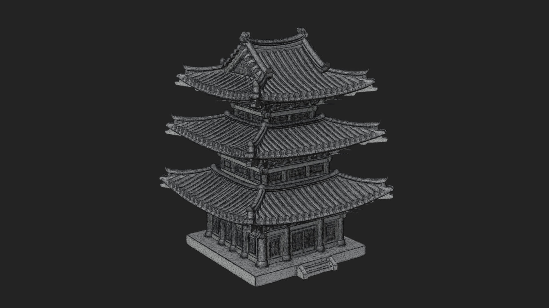 Tiered Pagoda Hall Temple Design 14 3D Print Model 3D Model