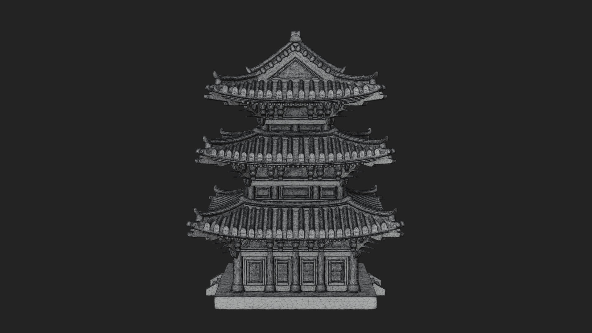 Tiered Pagoda Hall Temple Design 14 3D Print Model 3D Model