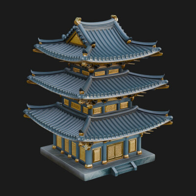 Tiered Pagoda Hall Temple Design 14 3D Print Model
