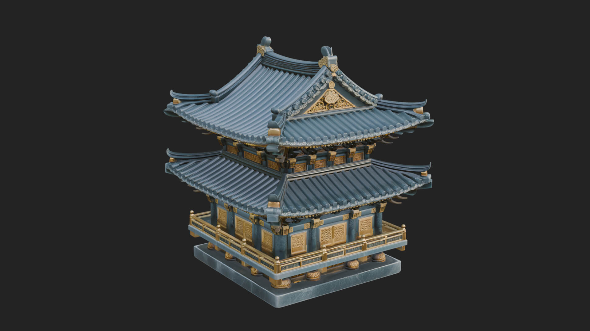 Tiered Pagoda Hall Temple Design 15 3D Print Model 3D Model