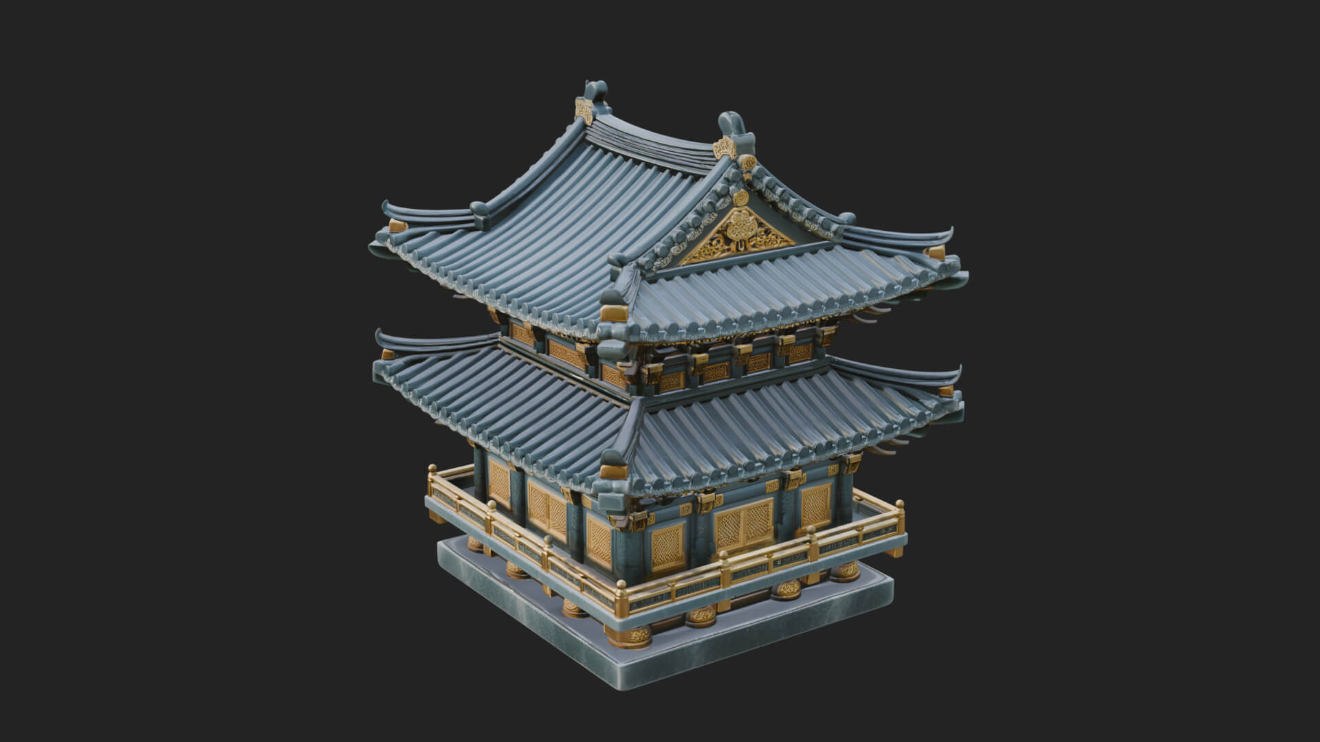 Tiered Pagoda Hall Temple Design 15 3D Print Model 3D Model