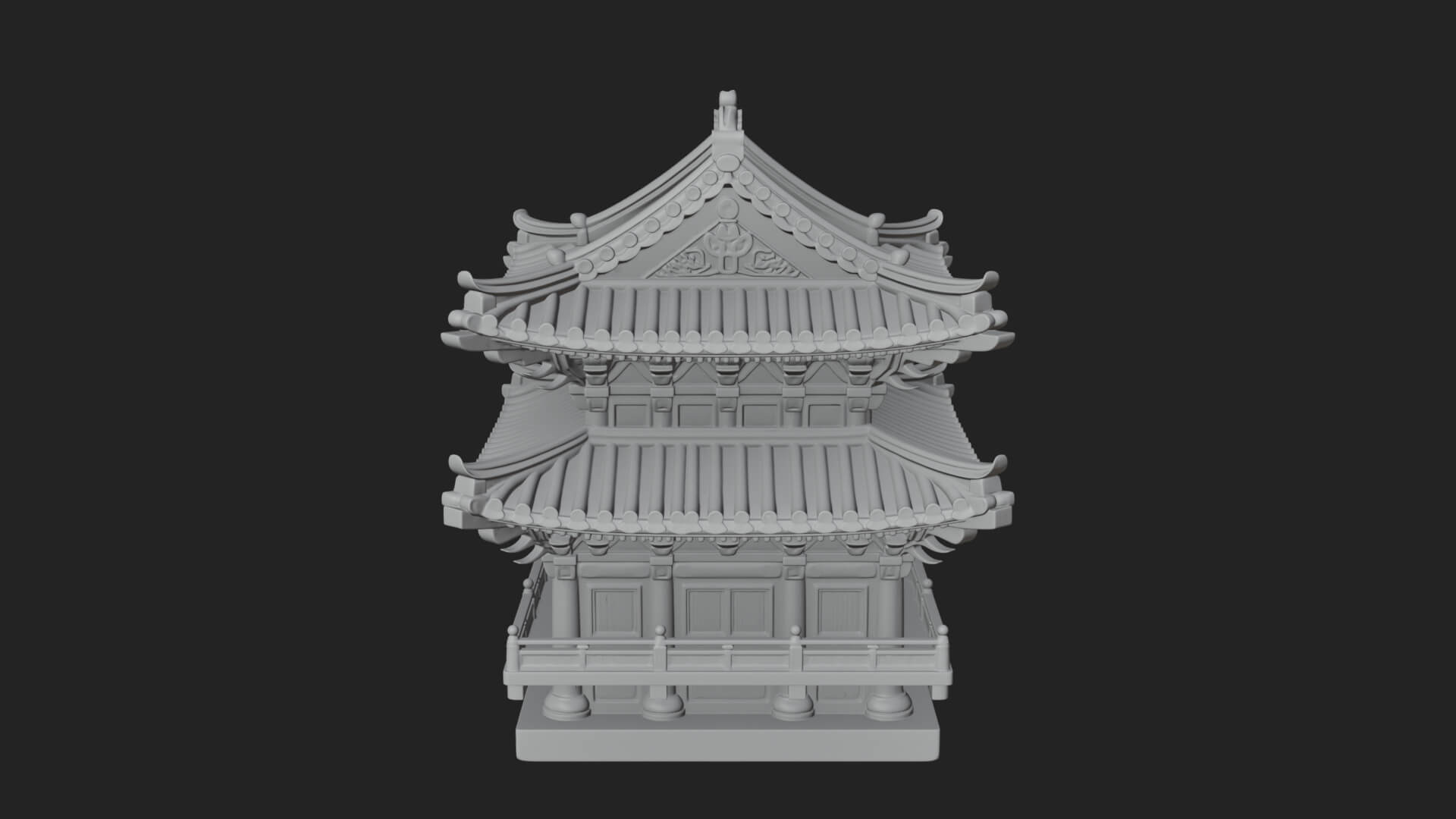 Tiered Pagoda Hall Temple Design 15 3D Print Model 3D Model