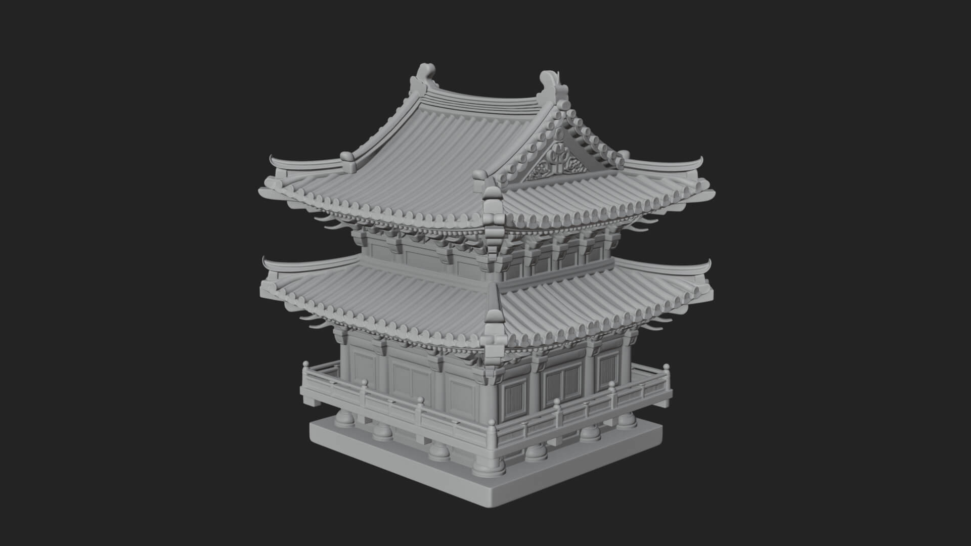 Tiered Pagoda Hall Temple Design 15 3D Print Model 3D Model