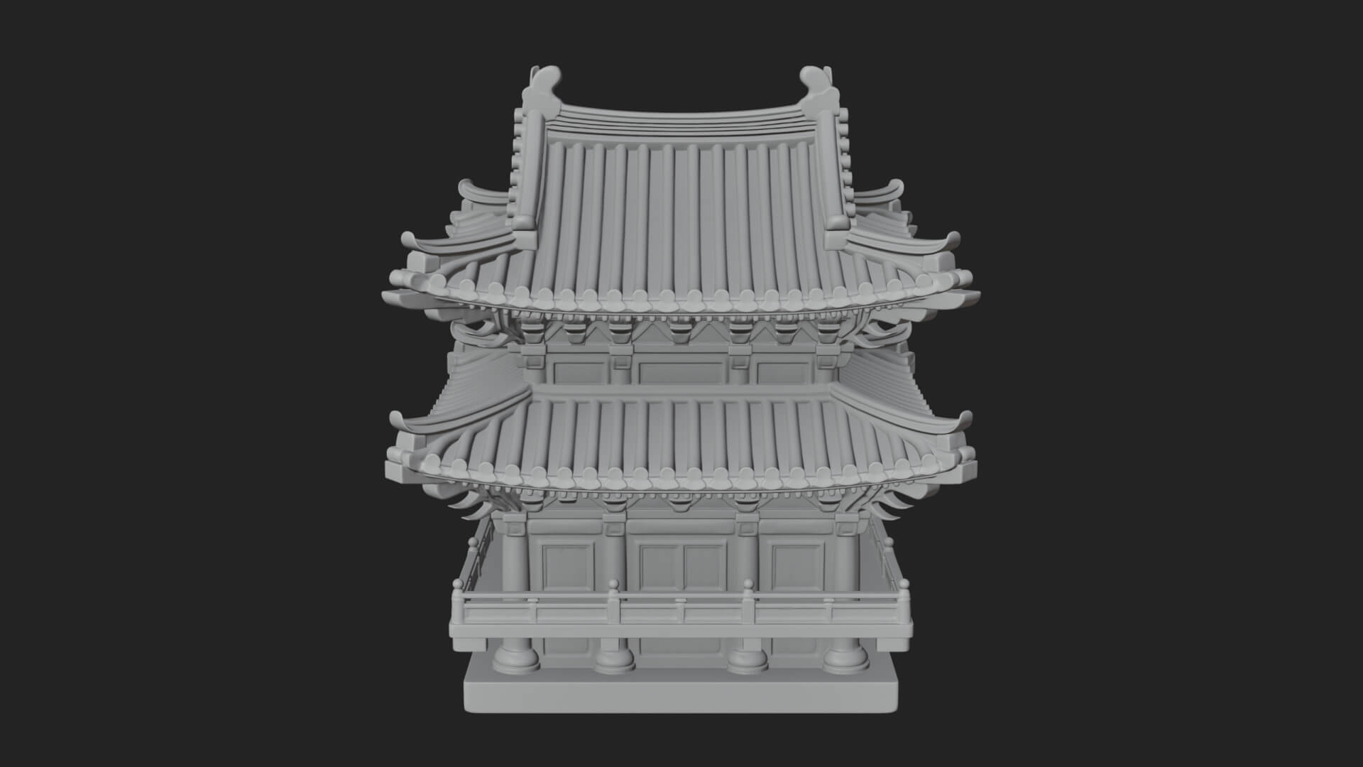 Tiered Pagoda Hall Temple Design 15 3D Print Model 3D Model