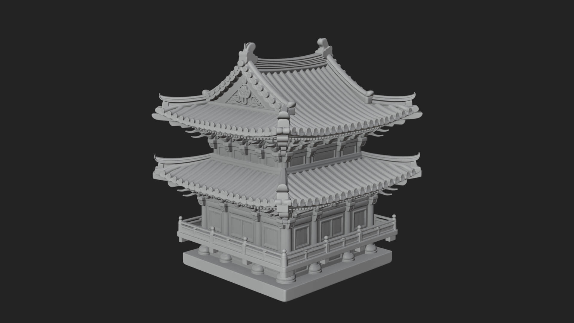 Tiered Pagoda Hall Temple Design 15 3D Print Model 3D Model