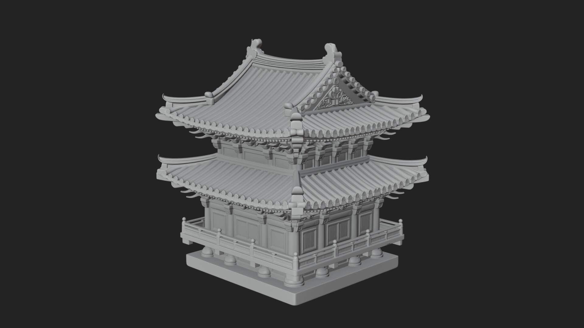 Tiered Pagoda Hall Temple Design 15 3D Print Model 3D Model