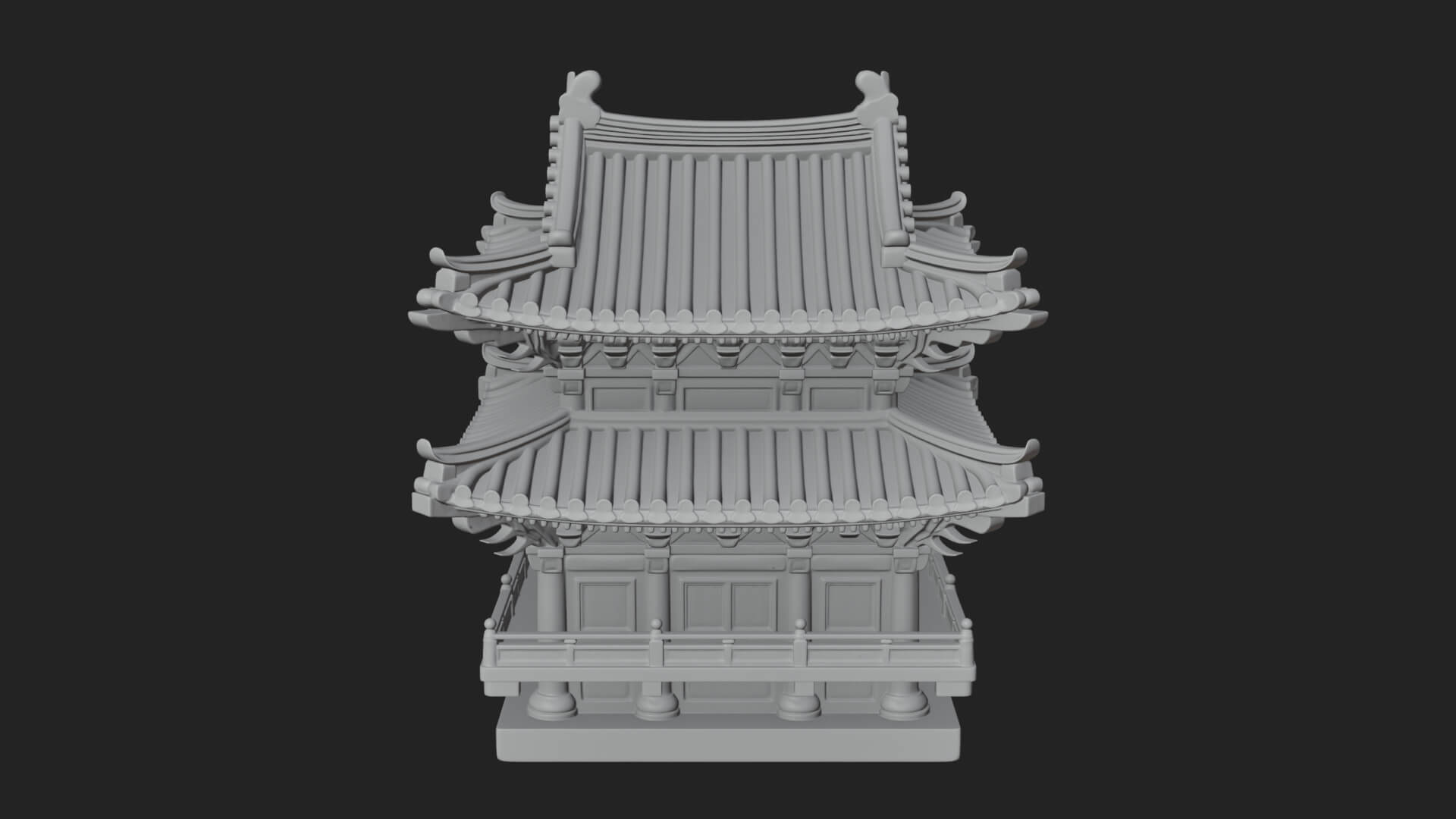 Tiered Pagoda Hall Temple Design 15 3D Print Model 3D Model