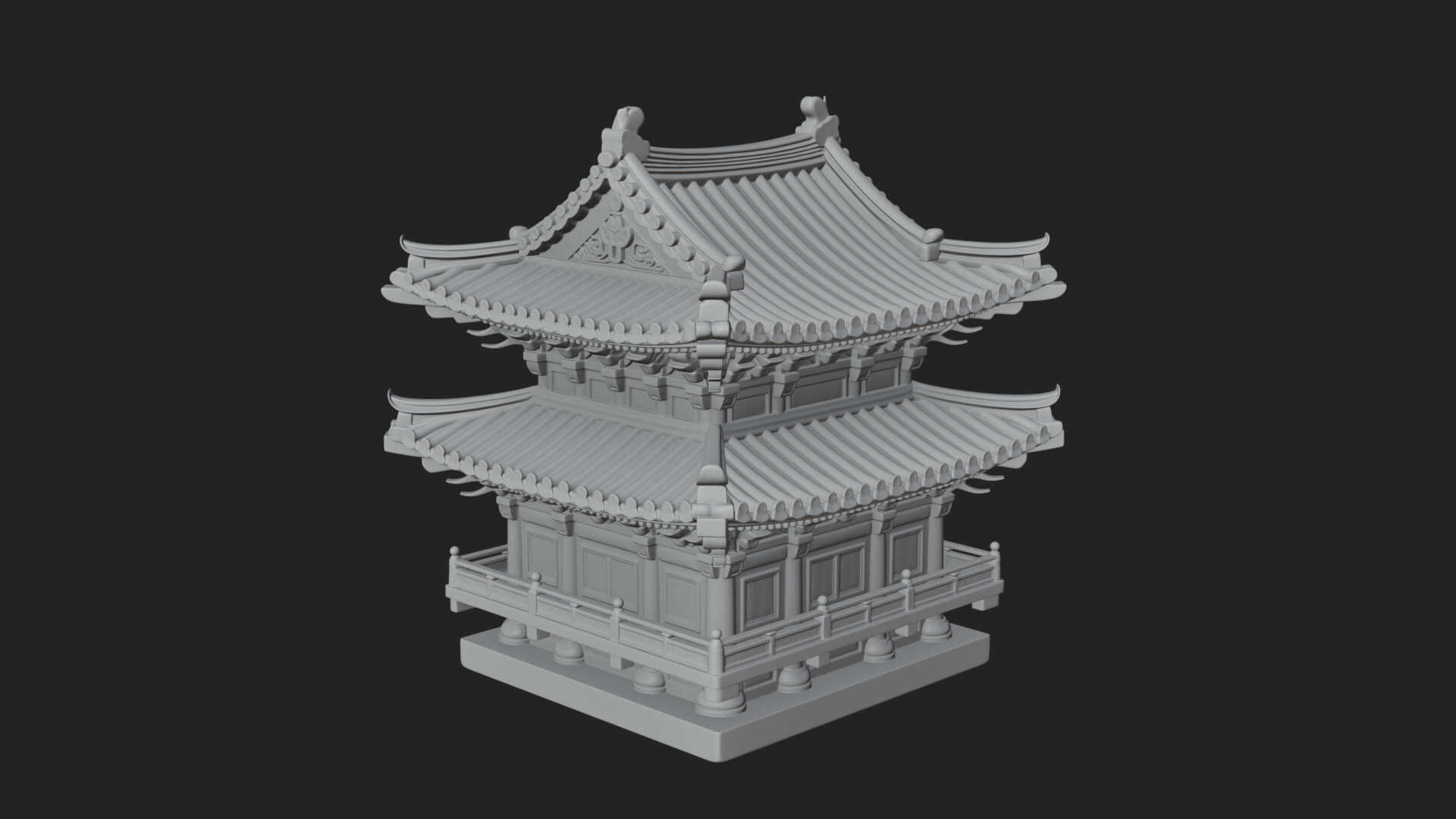 Tiered Pagoda Hall Temple Design 15 3D Print Model 3D Model